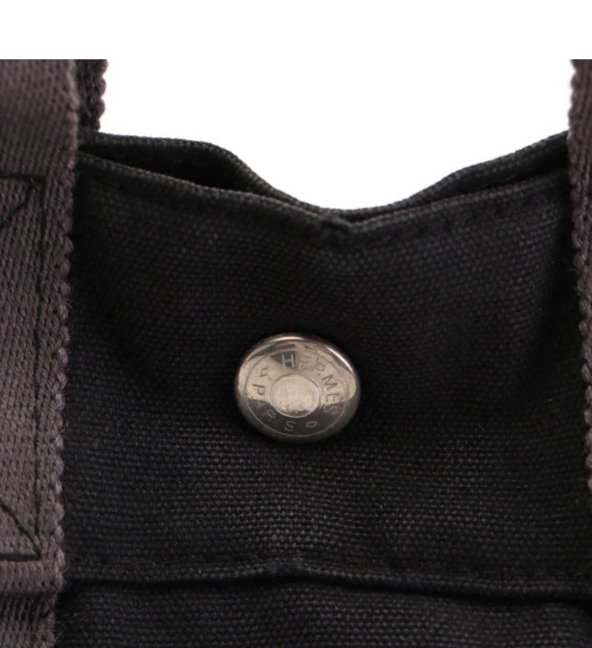 Hermès Women Gray Grey/Black Canvas Fourre Tout PM Tote Bag One Size