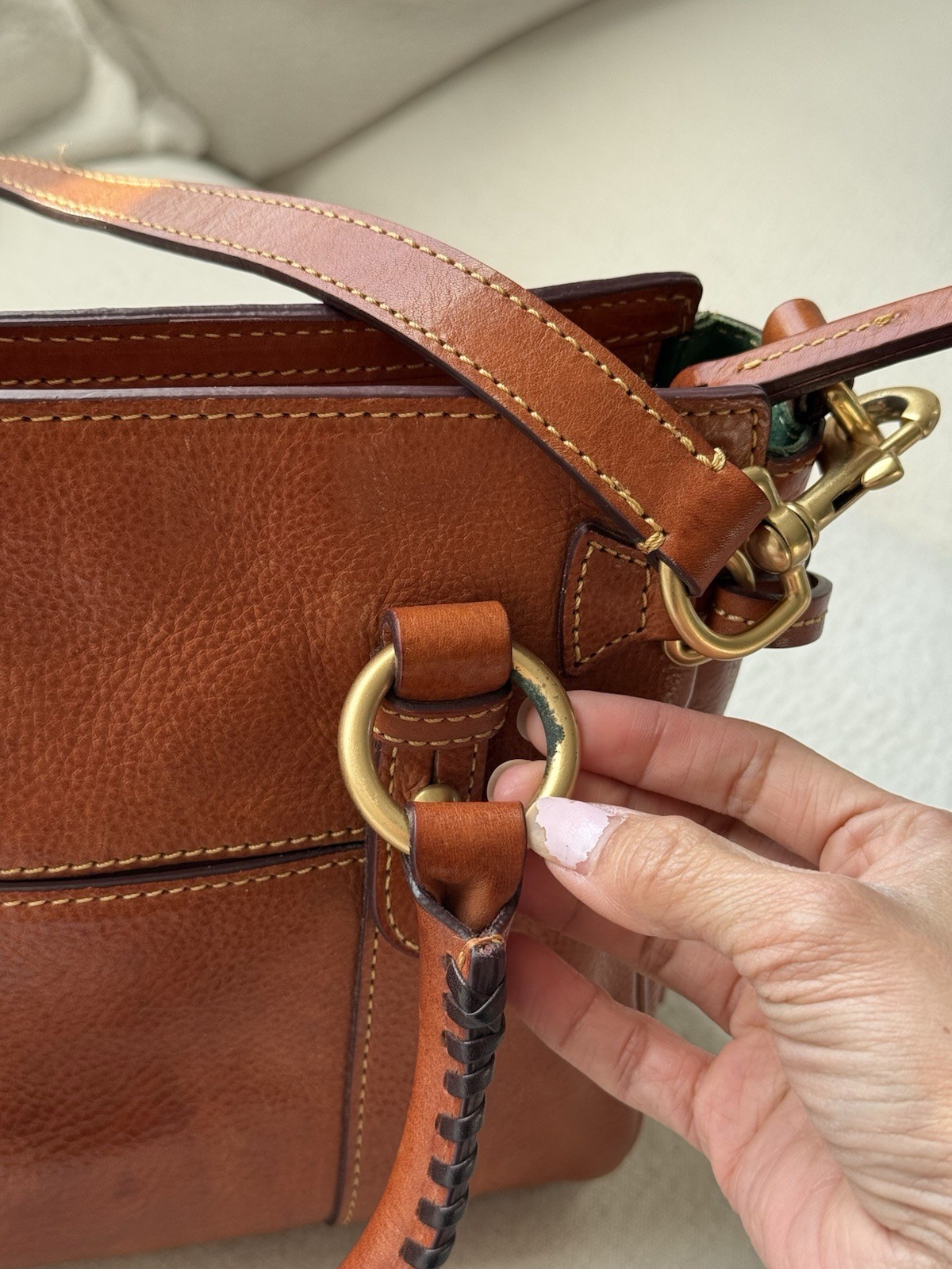 Dooney & Bourke Florentine Toscana Front Pocket Satchel Chestnut with Strap