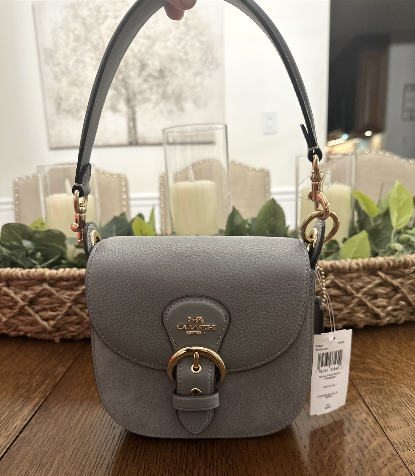 NWT – COACH Kleo Convertible Shoulder / Crossbody Bag – Granite Gray Gold C5687