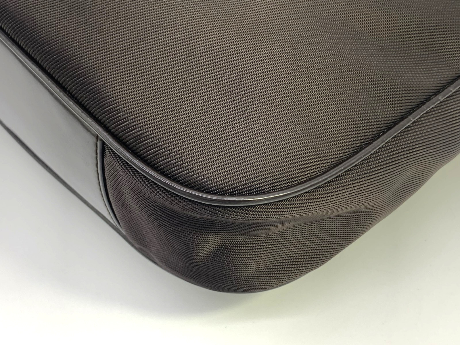 Gucci Bamboo Handle Shoulder Bag 2way Nylon Canvas Brown Medium Authentic