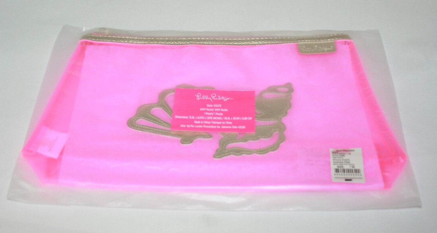 Lilly Pulitzer GWP Havana Pink Shells Pouch 12″L x 8.07″H x 1.97″D 013273 NIP