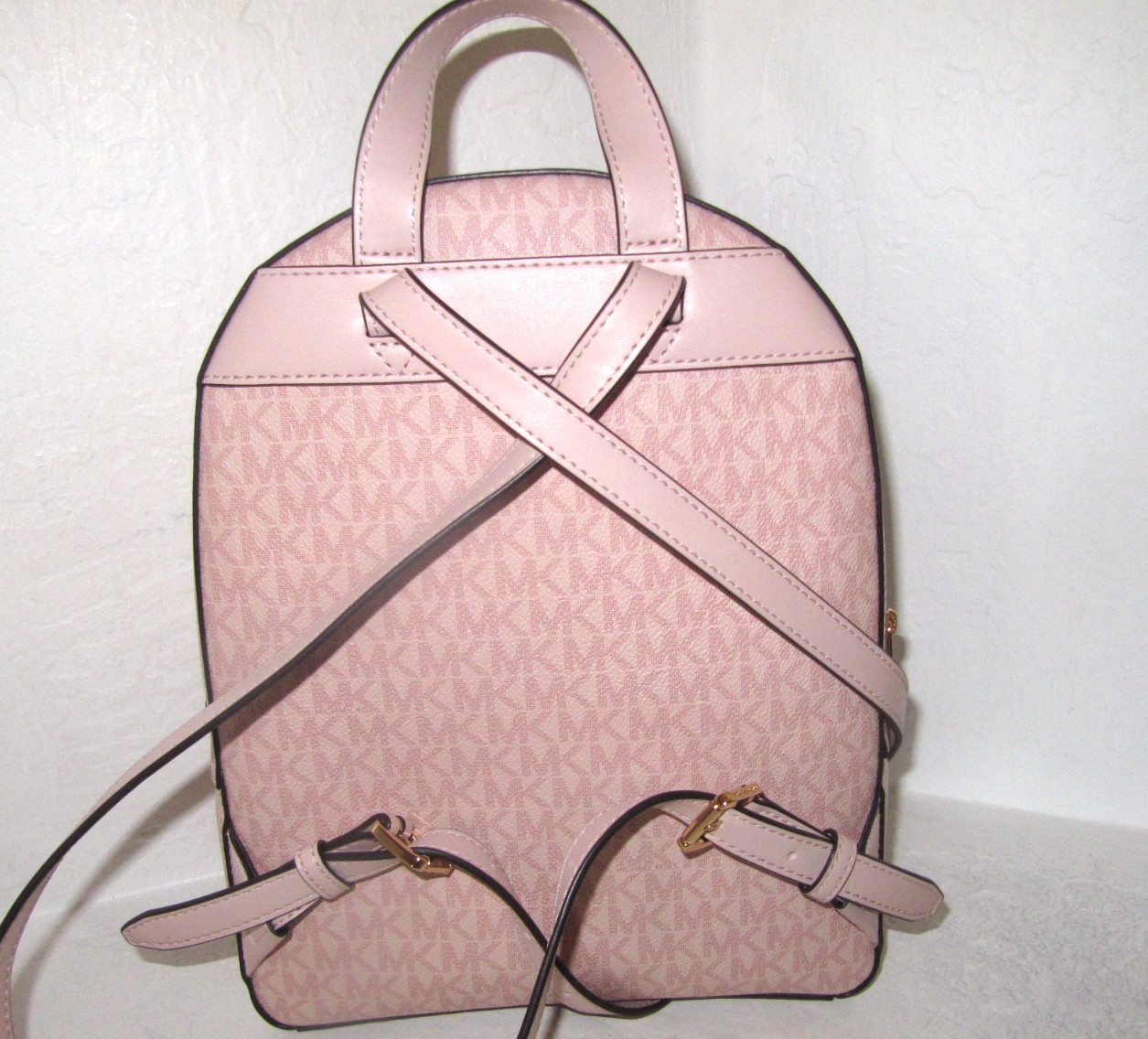 Michael Kors Jaycee Powder Blush Pink Med Ombre Zip Pocket Logo Backpack NWT$358