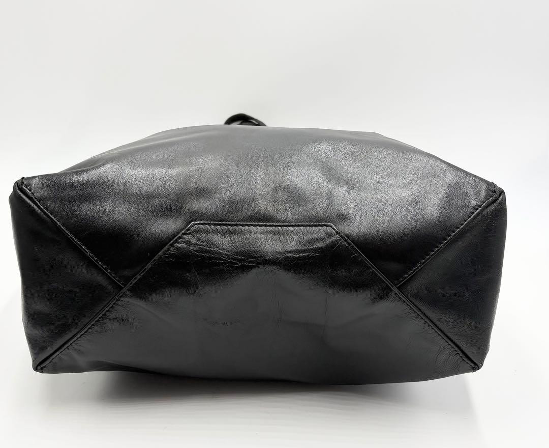 CELINE Horizontal Cabas Tote Bag Black Leather A4 Italy Phoebe Old Logo Auth