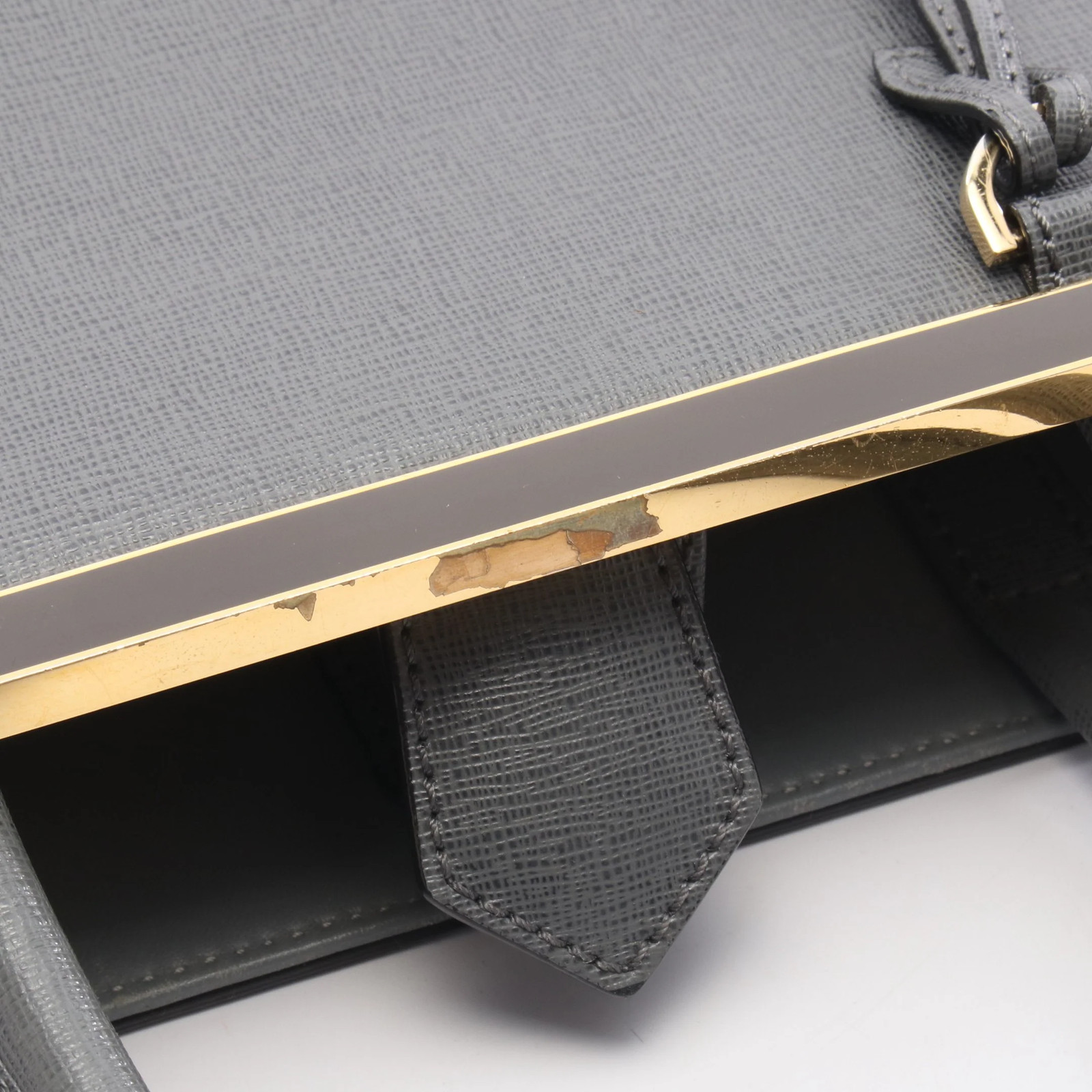 Fendi PETITE 2JOURS 2WAY Handbag Gray Leather #RCB3730