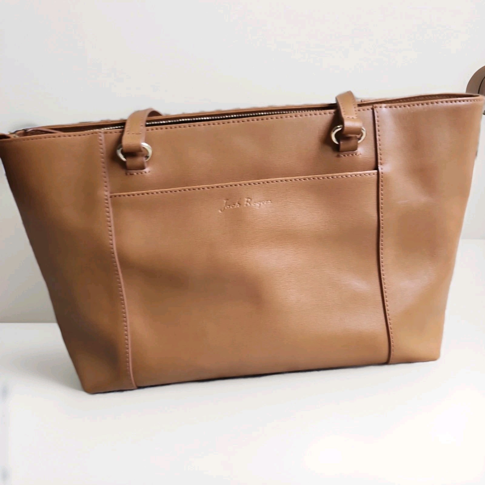 Jack Rogers CELESTE Leather Tote OAK Cognac Brown Shoulder Bag Handbag