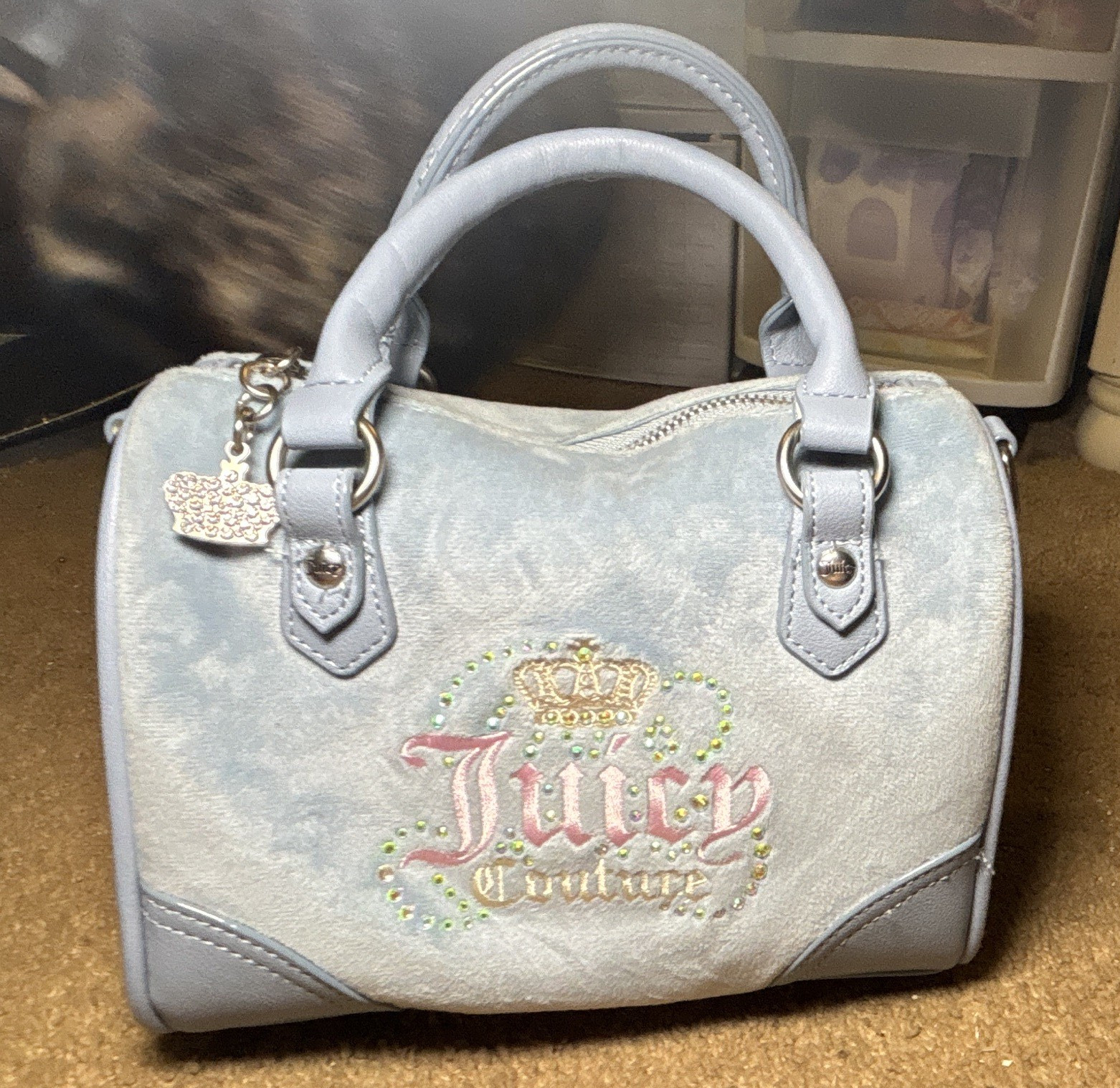 Juicy Couture Light Blue Small Satchel Zip Lined w/Detachable Crossbody Strap
