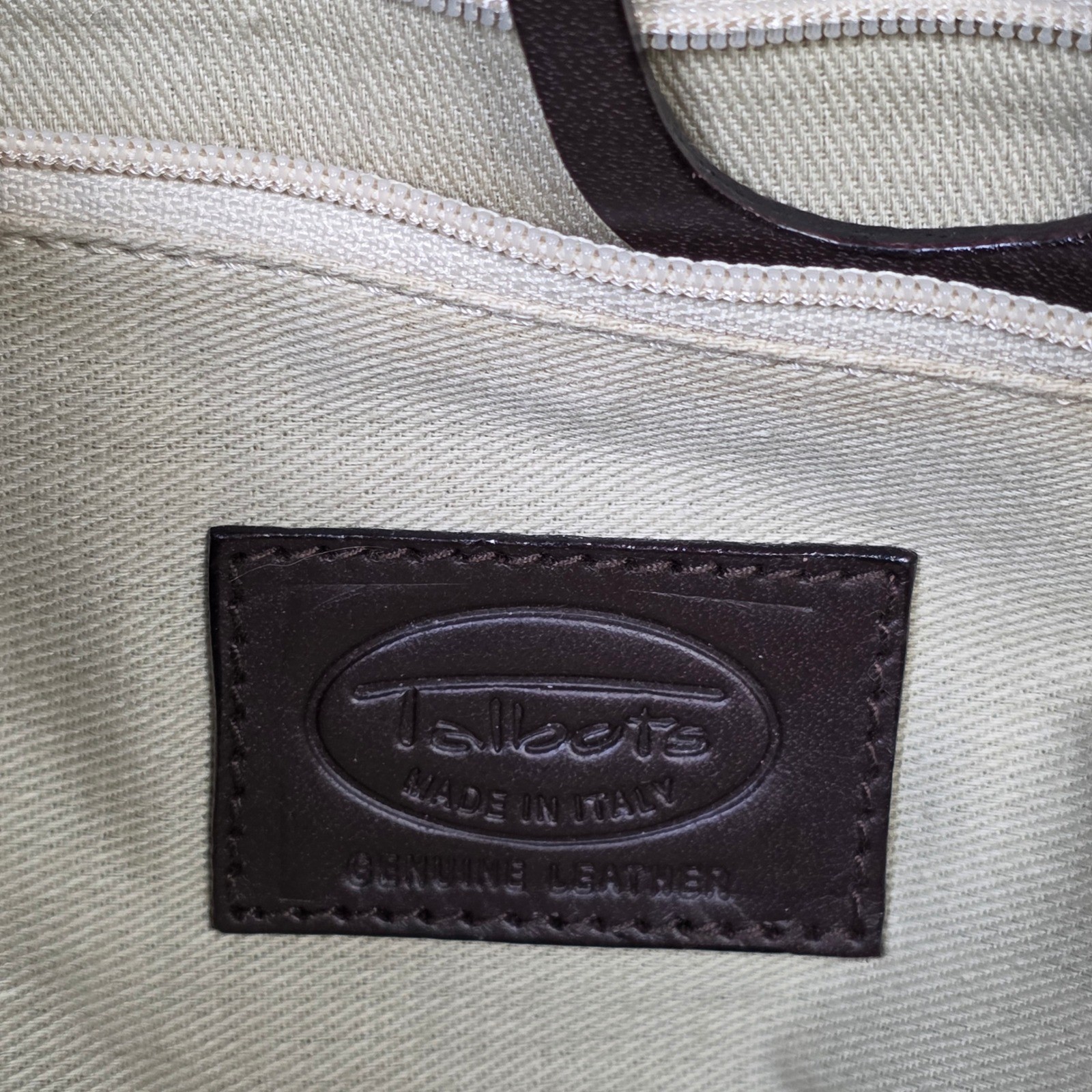 Talbots Floral Tapestry Tote Bag Cream Made in Italy Leather Trim Rose Print