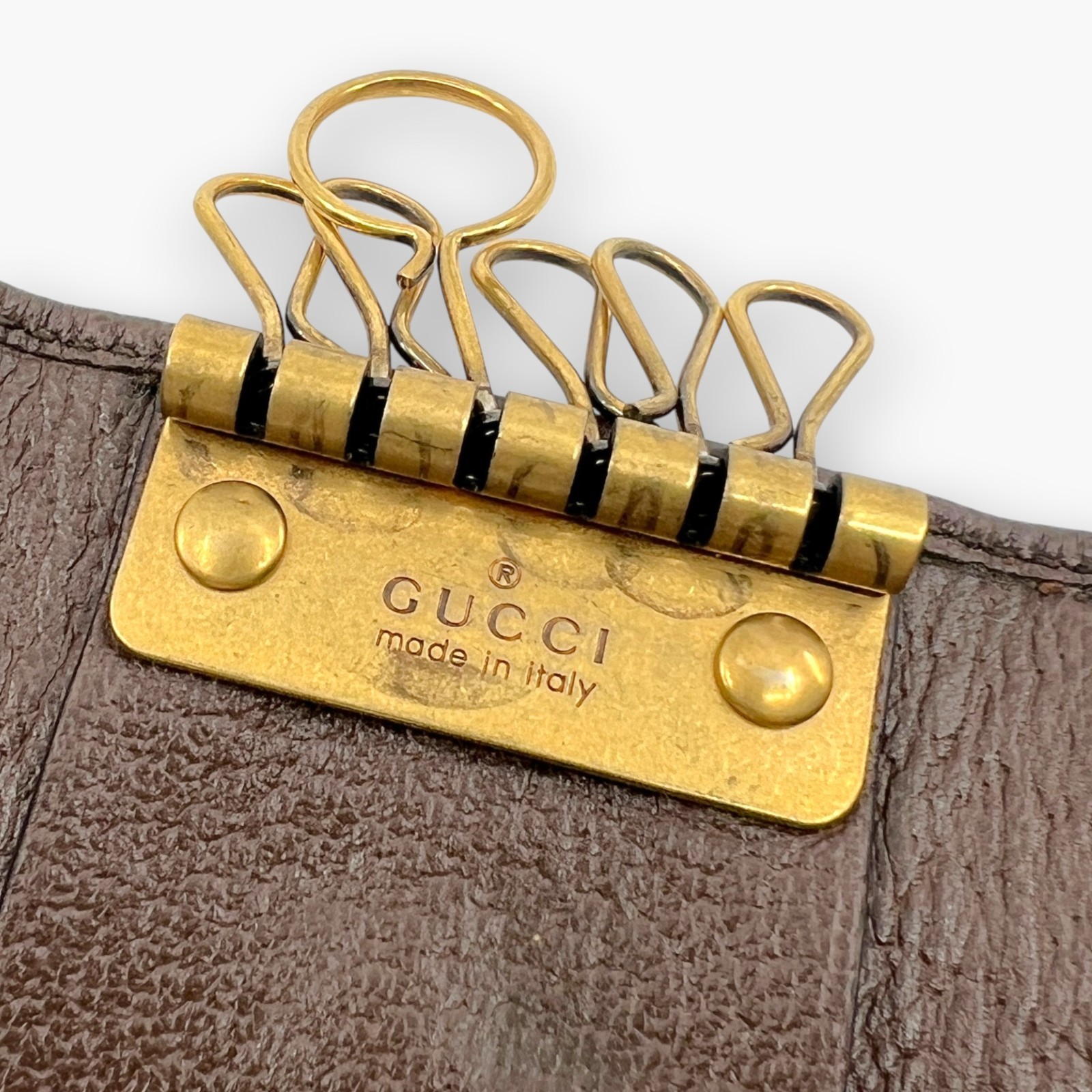Gucci Ophidia GG Supreme Web Stripe 6-Key Case with Dust Bag