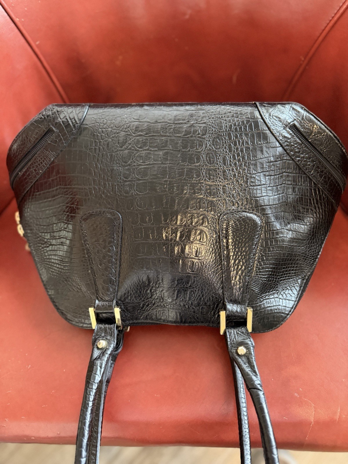Charles Calfun – Vintage Black Crocodile Leather Handbag.