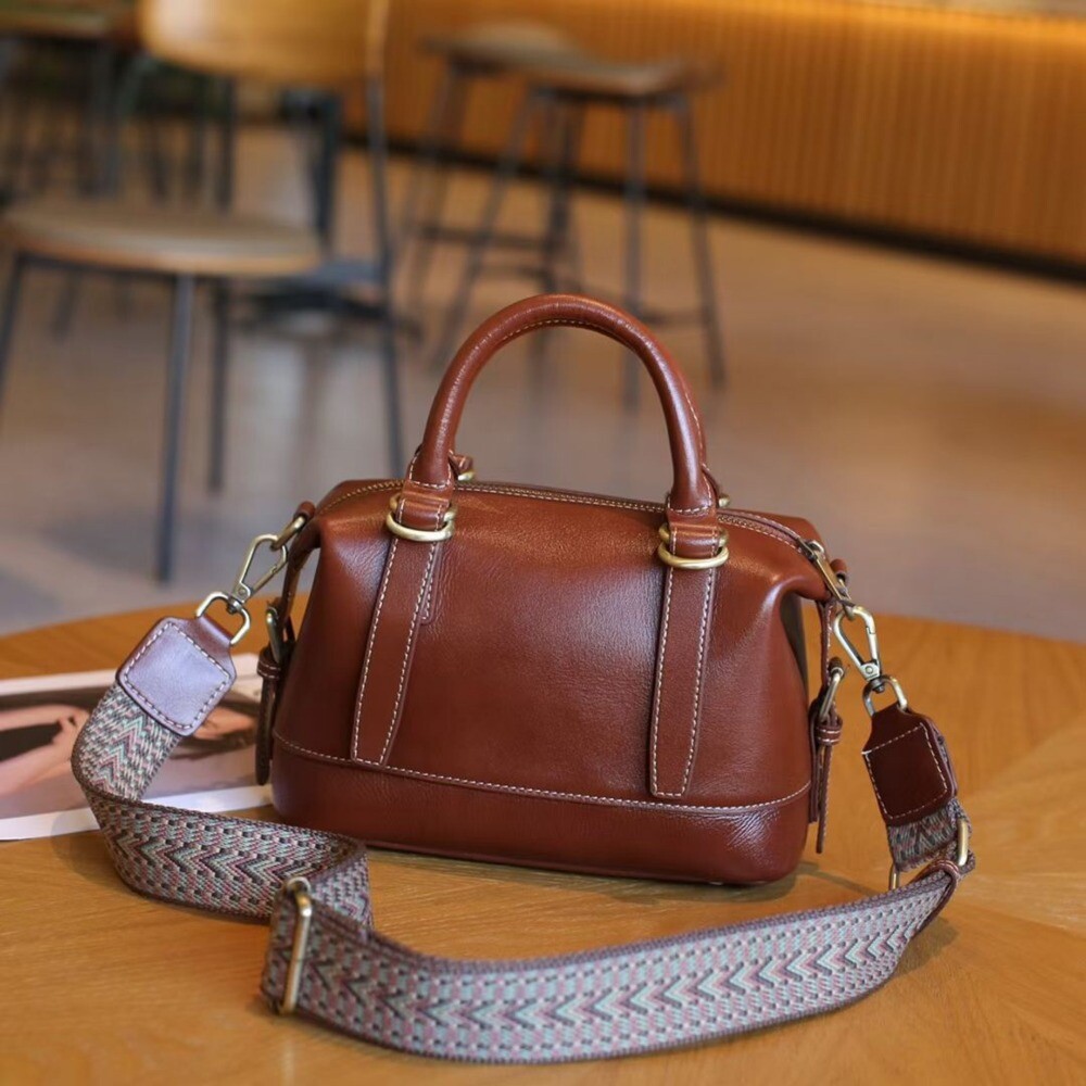 Genuine Cowhide Leather Women Shoulder Crossbody Handbag Travel Shopper Tote Bag