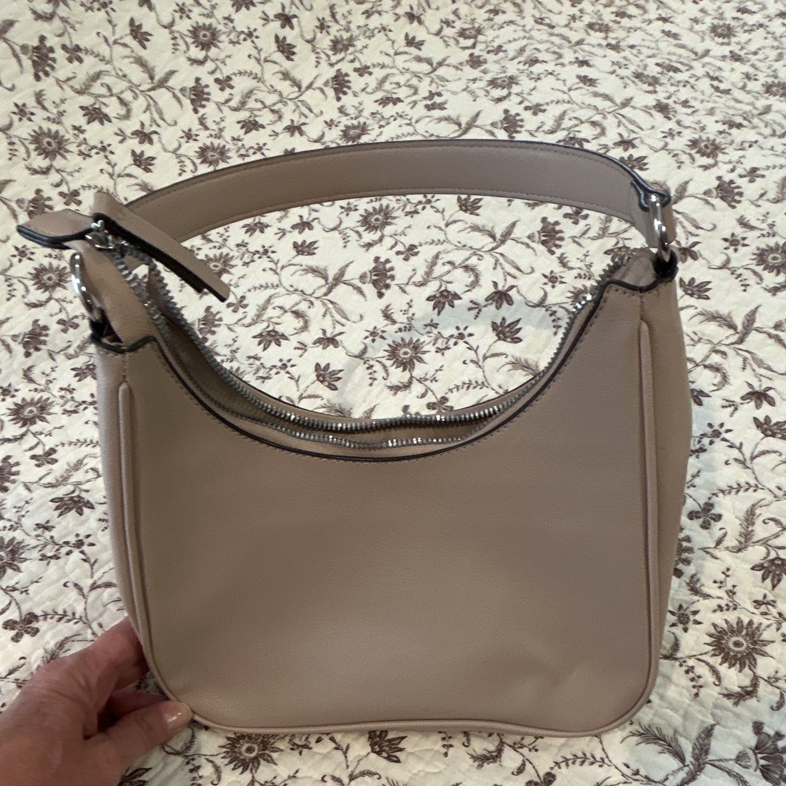 Nine West Blush Pink Crescent Shoulder Bag Zip Top, Rhinestone/Silver Hardware