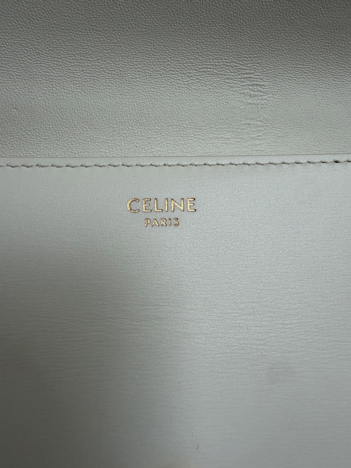 CELINEWHITE SHINY CALFSKIN TRIOMPHE GOLD CHAIN SHOULDER