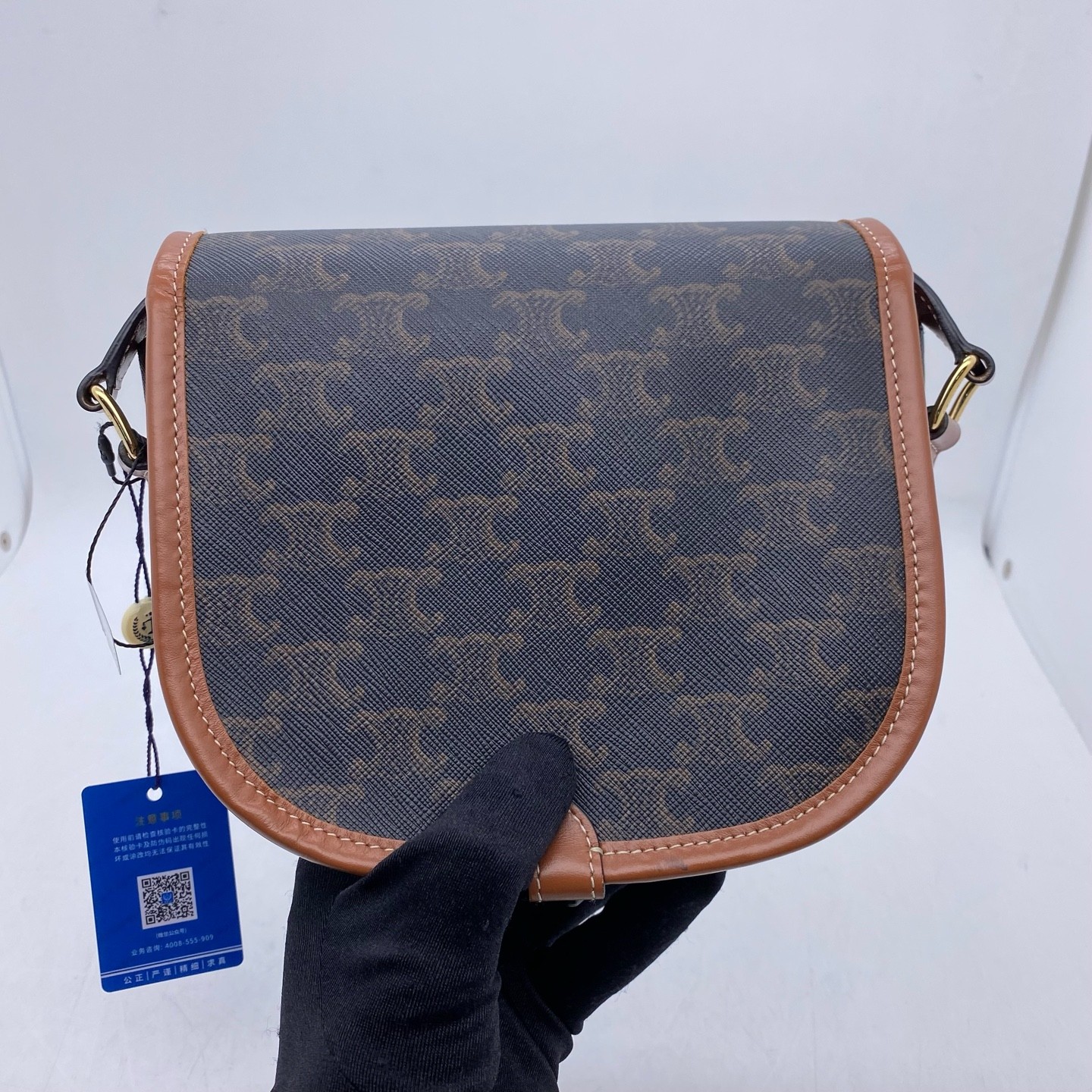 Celine Saddle Folco brown Triomphe small women’s shoulder crossbody bag
