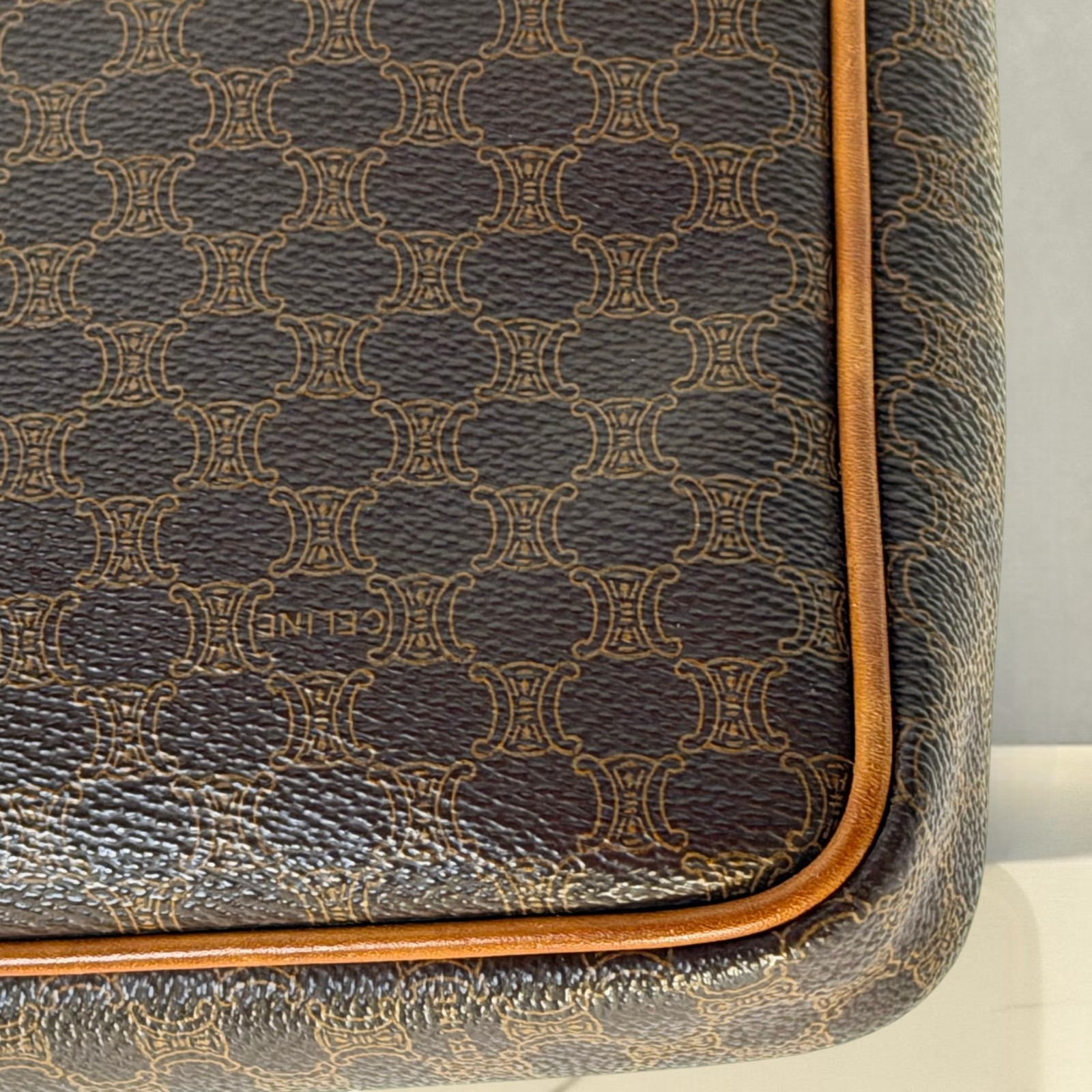 Vintage Celine Macadam Triomphe Clutch Bag 1990s Designer Wristlet PVC Leather