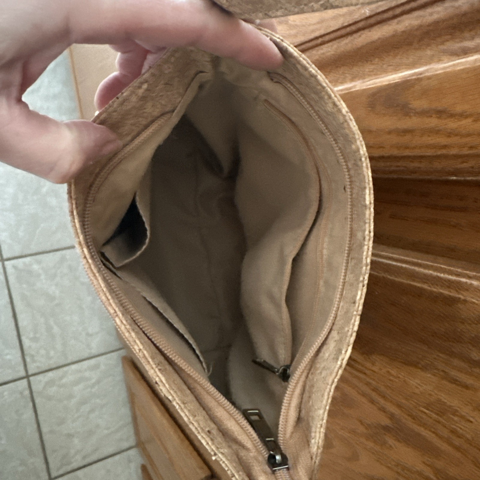 NWOT Natural Cork crossbody purse/handbag, colorful floral Front Eco-friendly