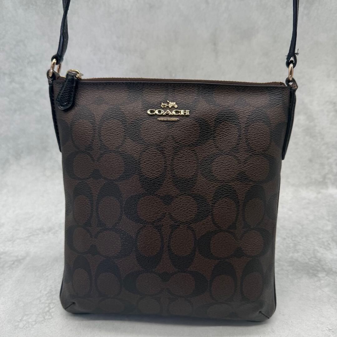 COACH Beige PVC Signature Crossbody Bag Womens Gold Hardware F35940 Authentic