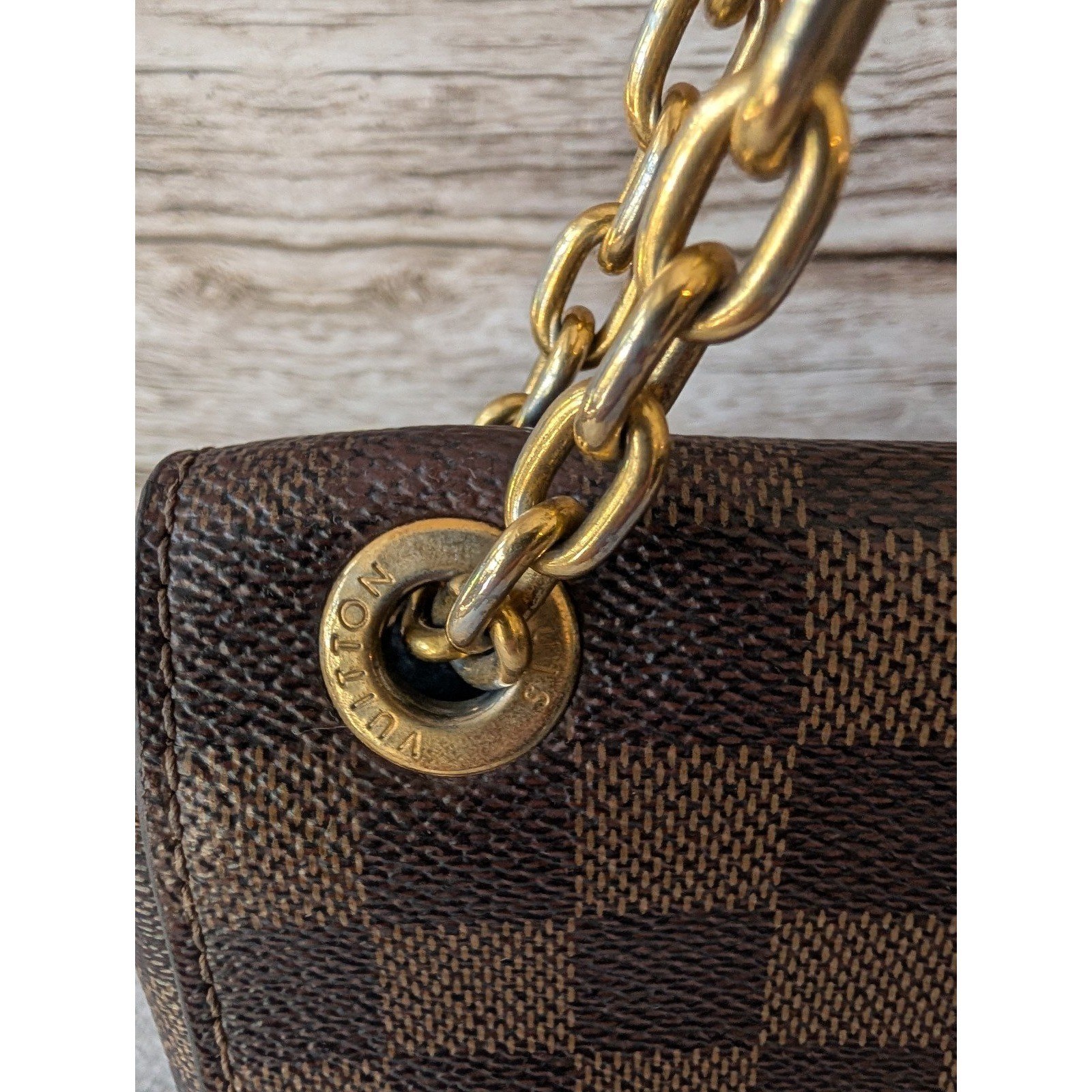 Authentic Louis Vuitton Damier Ebene Vavin crossbody shoulder chain bag