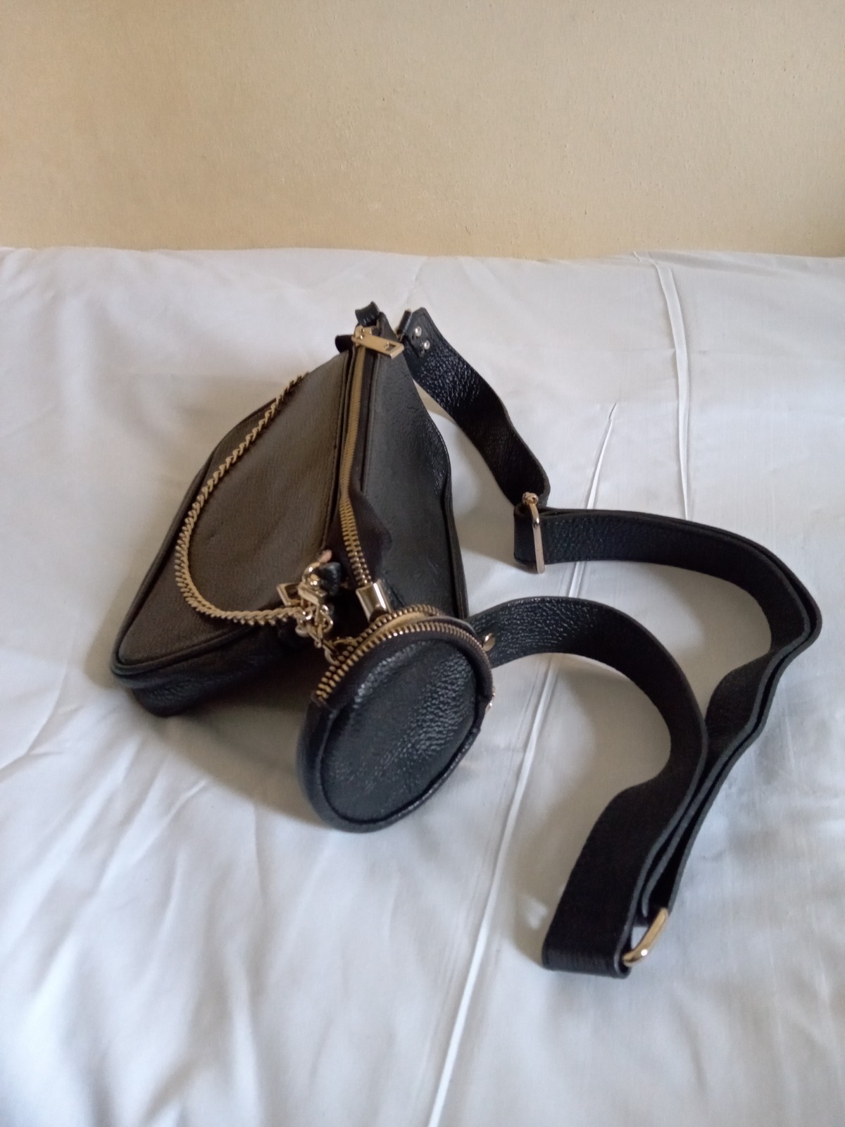 Leather Cross Body Bag With Two Separate Bags Women