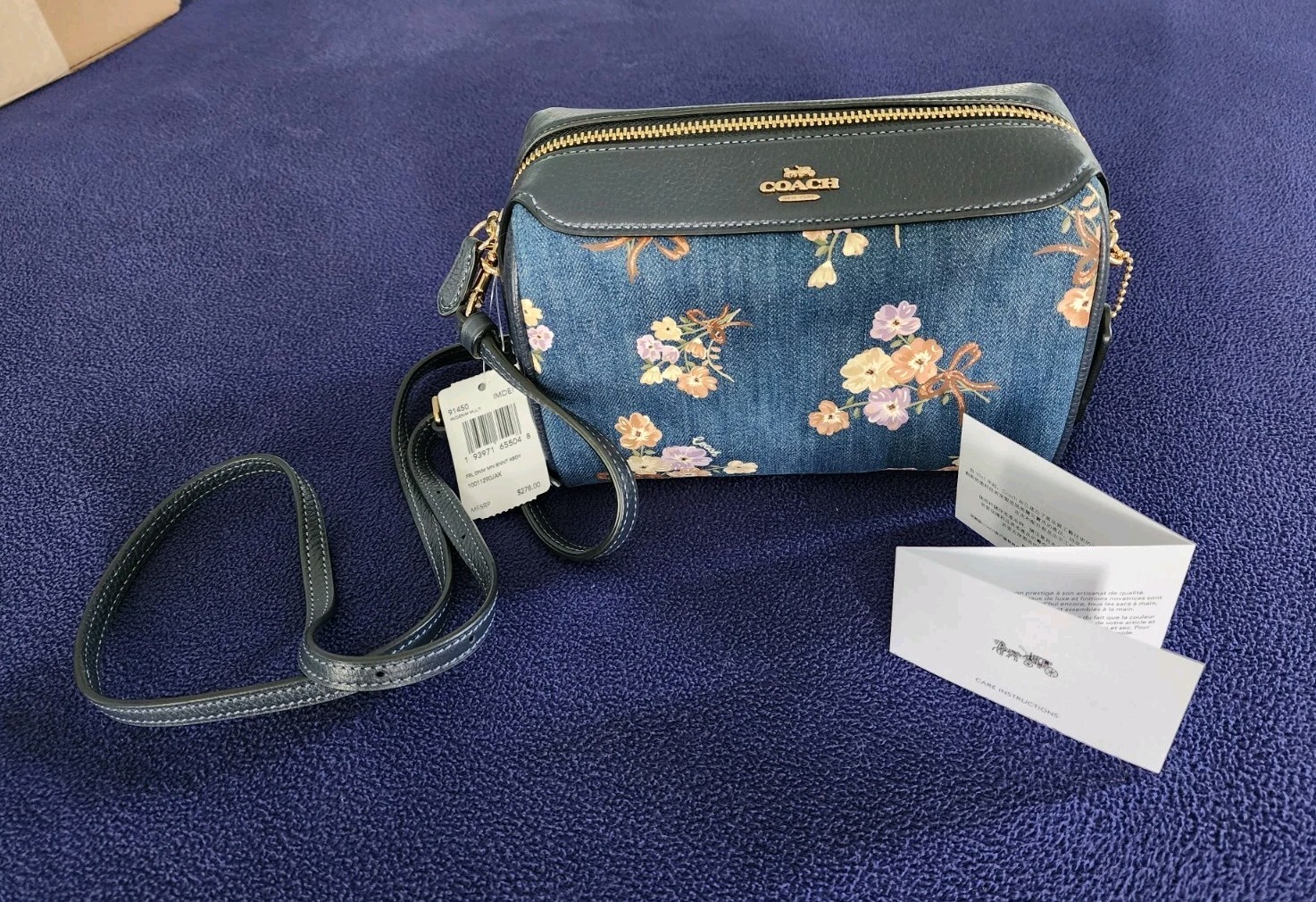 NWT & RARE! Coach Bennett Mini Denim Crossbody Bag w/ Painted Floral Box Print
