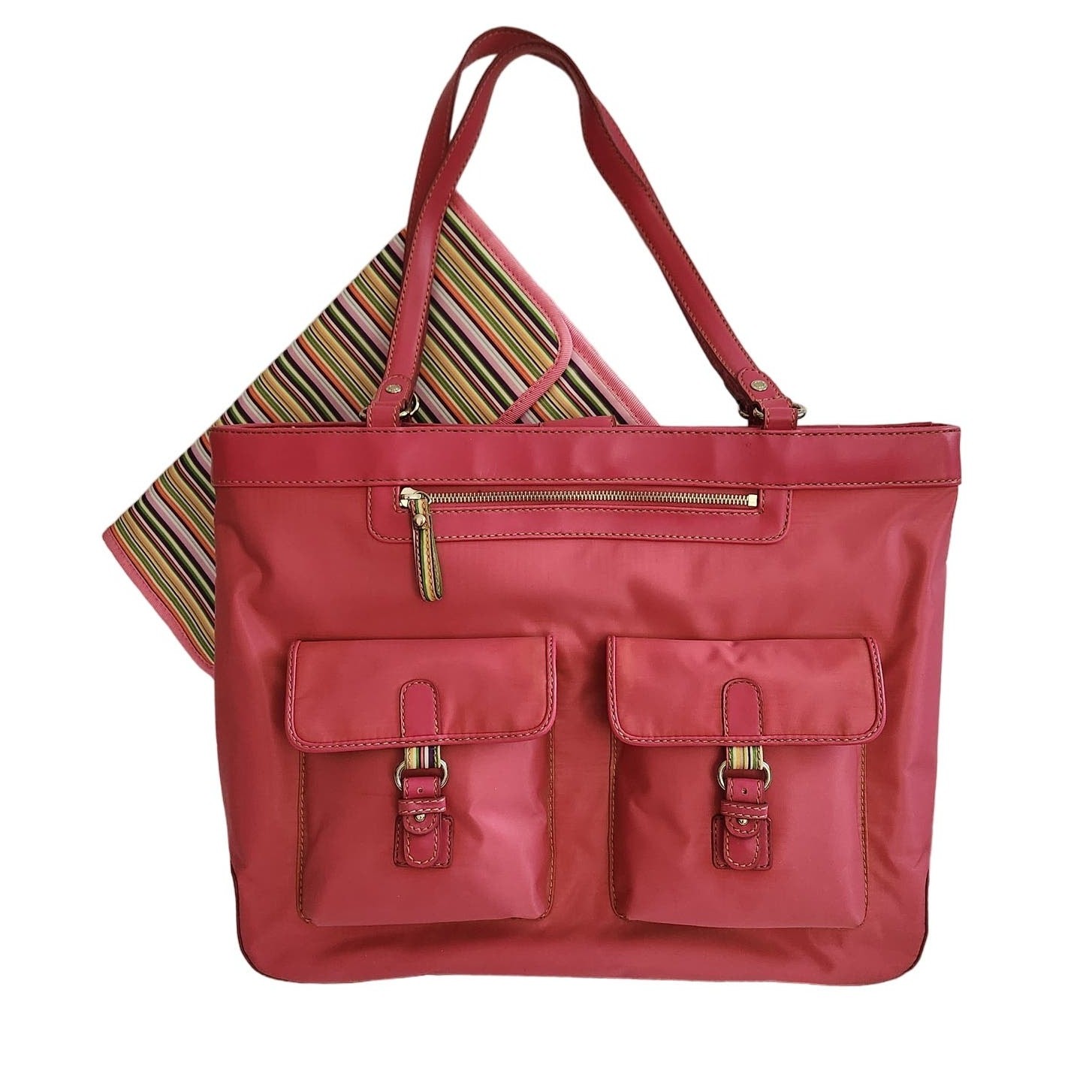 Liz Claiborne Women’s Pink Nylon Business Travel Laptop Tote w Portfolio Holder