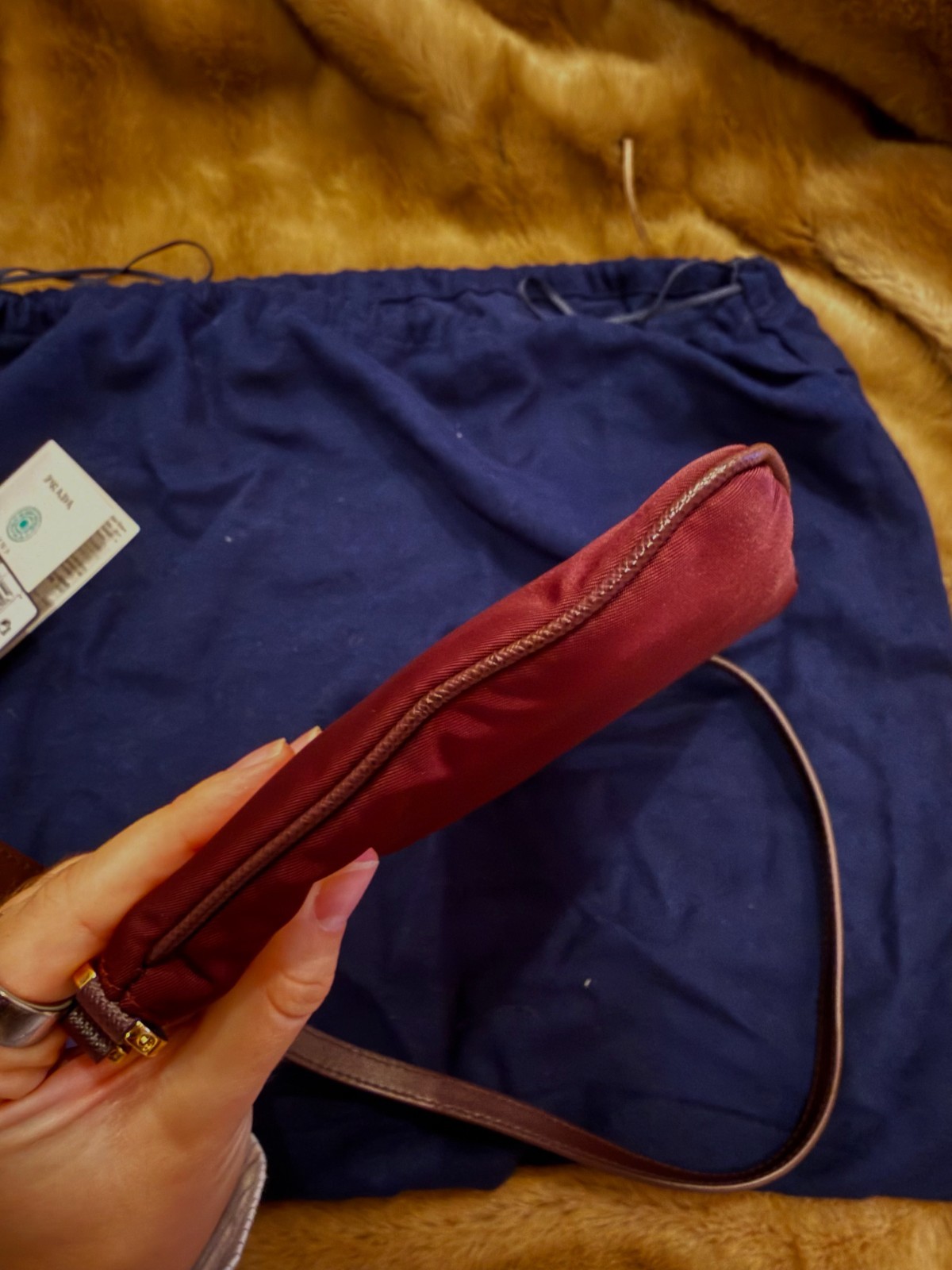 Prada Re-Nylon Pouch Shoulder Bag 1NE545 Bordeaux | Dust Bag & Product Card