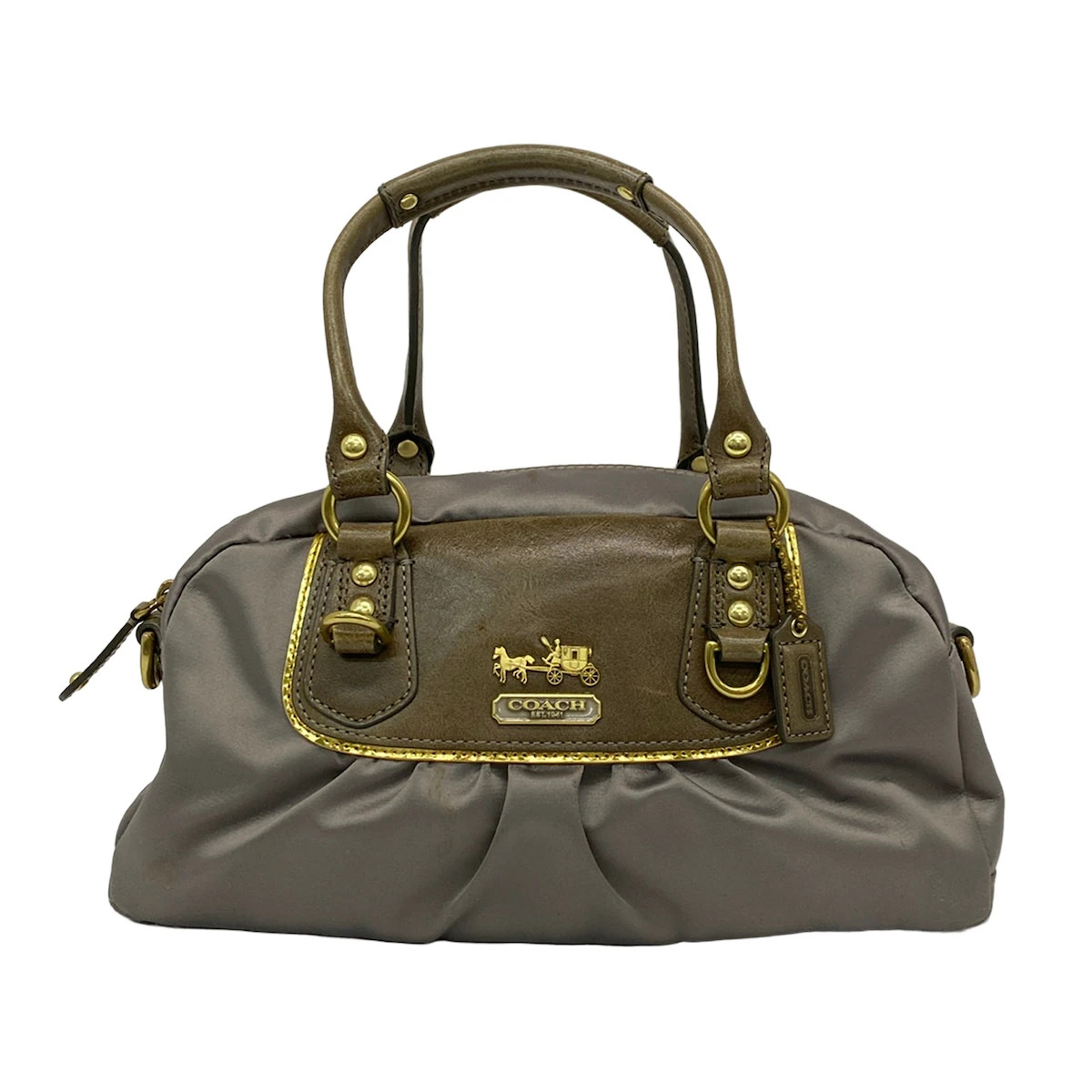 COACH Amanda Satin Mini Satchel 12927 Gray Khaki Satin Leather – Handbag