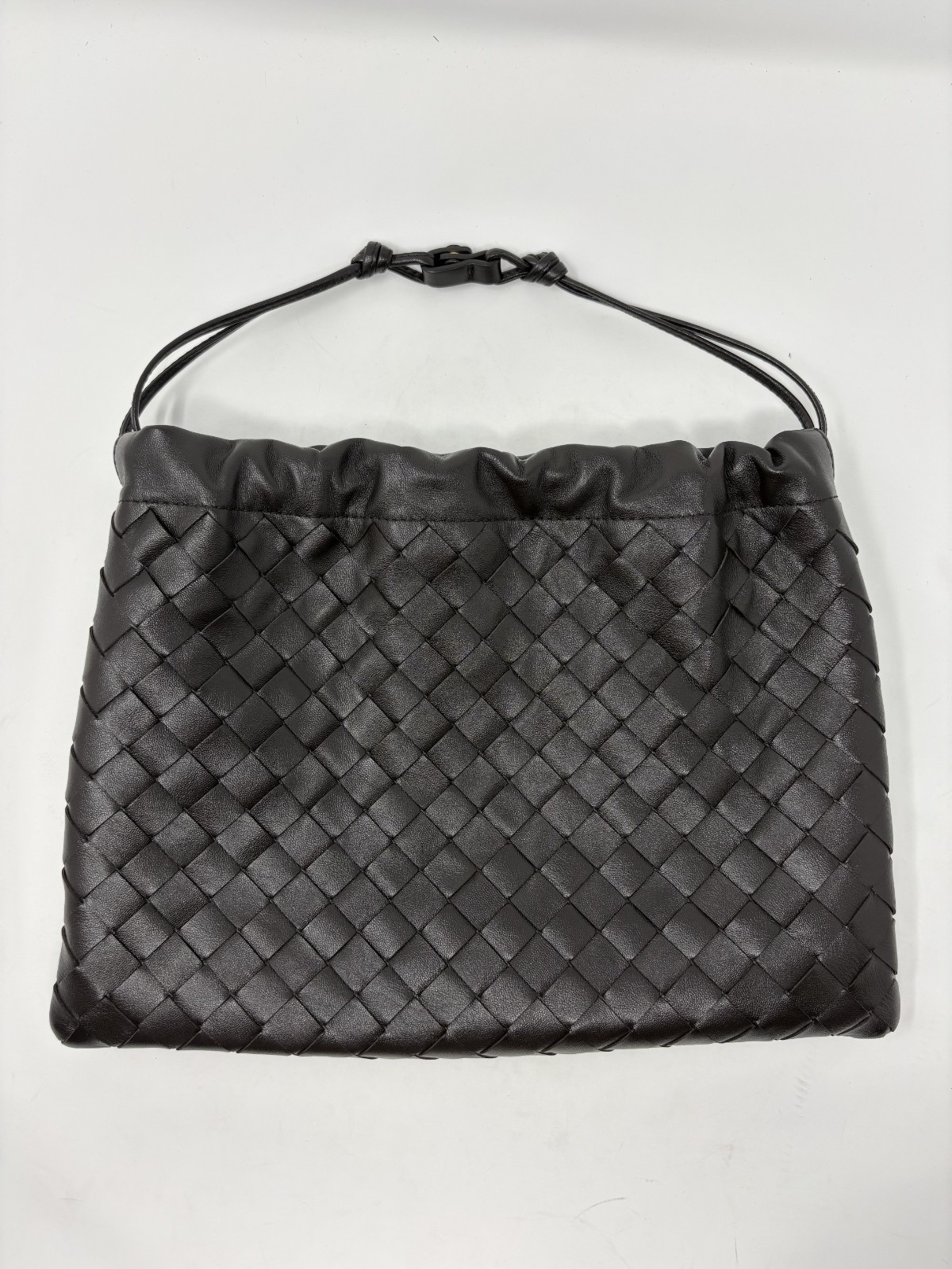 Bottega Veneta Drawstring Bag Intrecciato Calf Leather Fondant Chocolate Brown