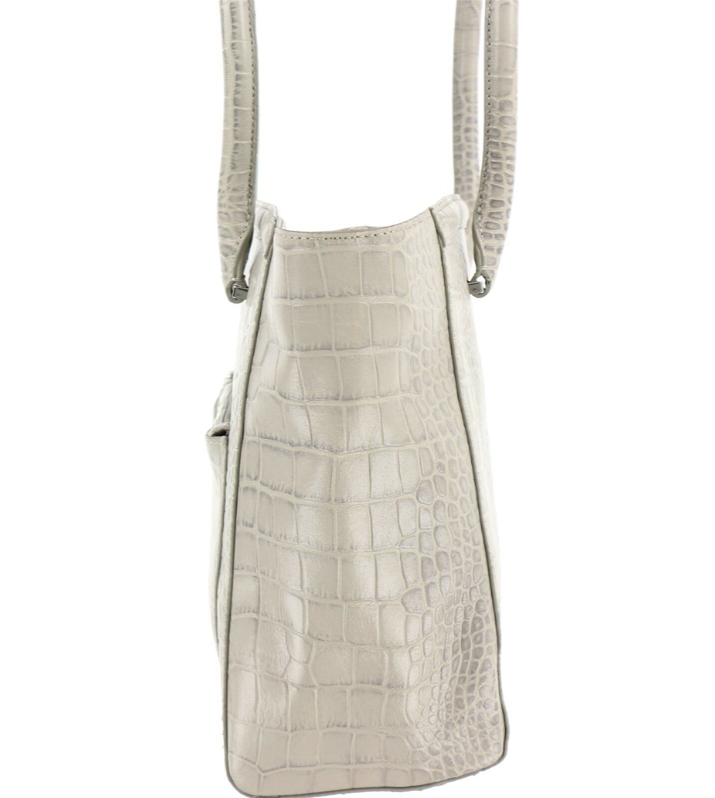 Halogen 243392 Womens Casual Leather Tote Handbag Gray Size 12x11x4.5 in.