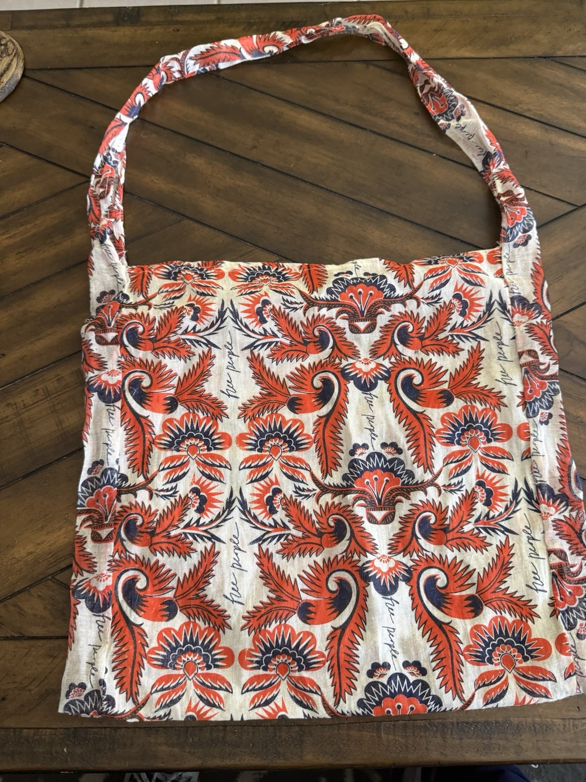 Free People Lightweight Paisley Boho Tote Bag Cotton Gauze Shopper