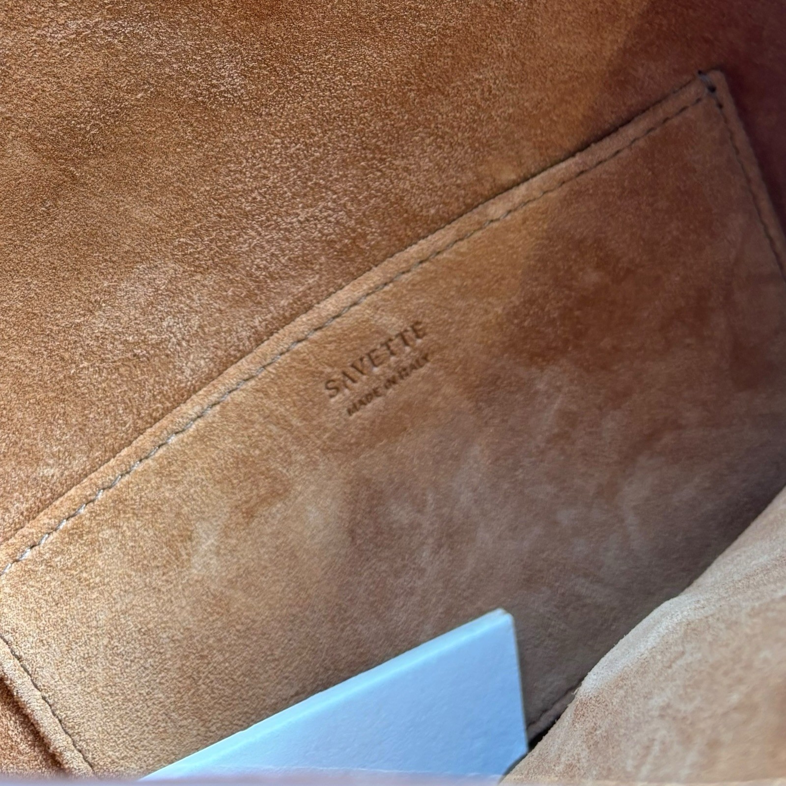 Savette Leather Saddle Shoulder Bag Tondo Suede Camel Brown RRP £1475 Genuine
