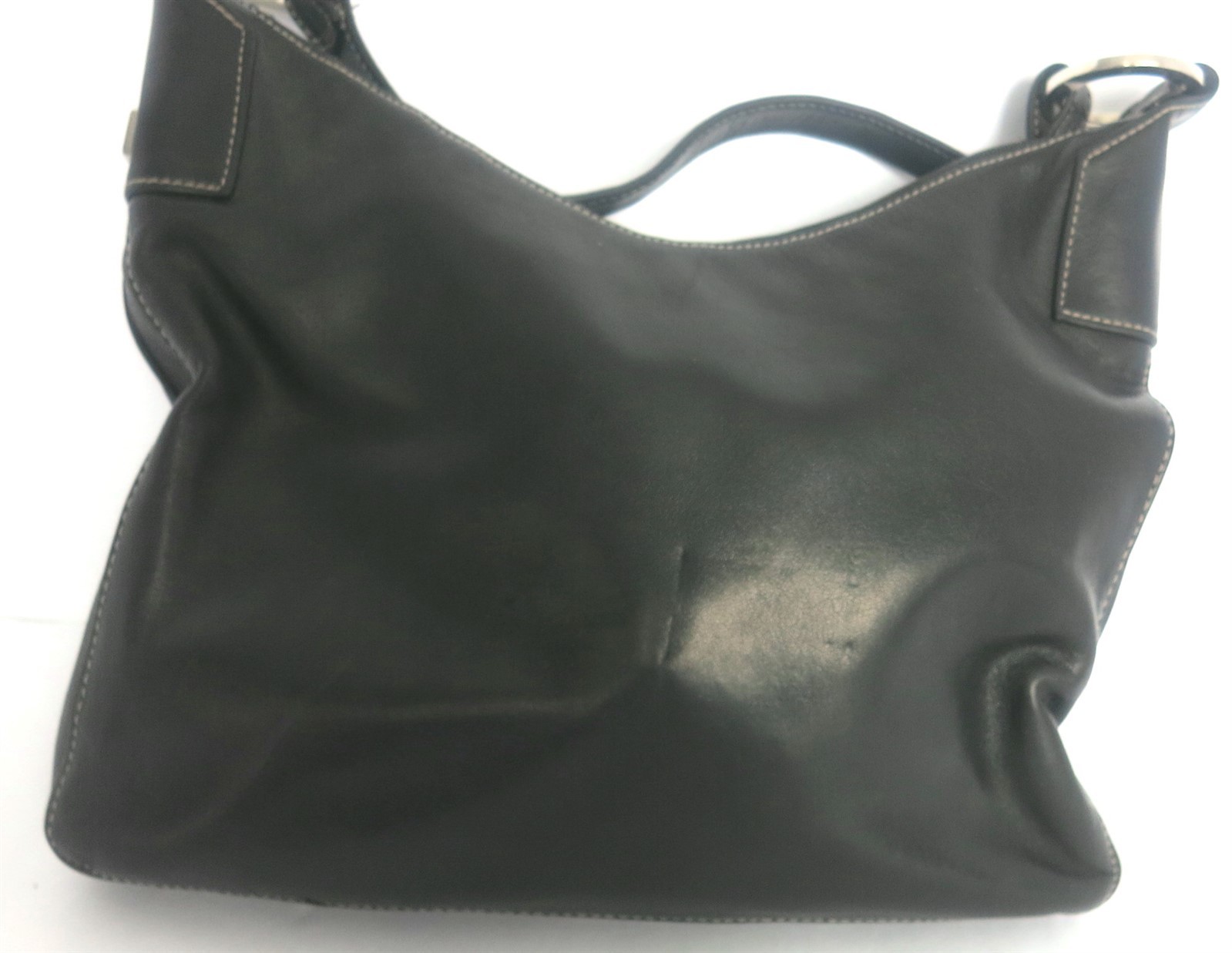 PERLINA NEW YORK BLACK LEATHER SHOULDER HANDBAG