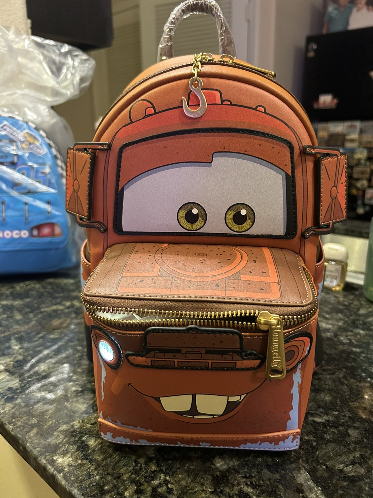 EXCLUSIVE Loungefly Disney Pixar Cars Mater Light Up Figural Backpack Bag NWT