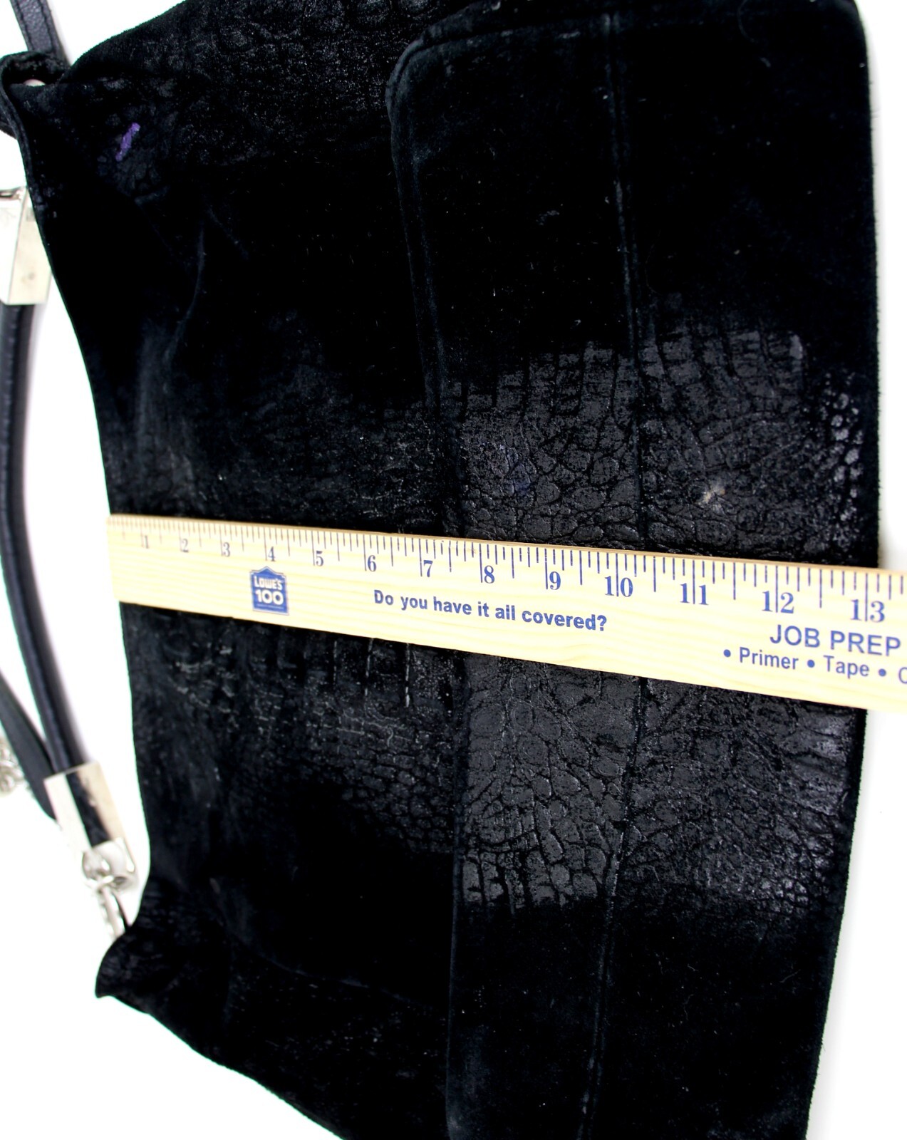 SOFIA CARDONI MADE IN ITALY BLACK SUEDE CROCO PRINT SHOULDER BAG HANDBAG HOBO