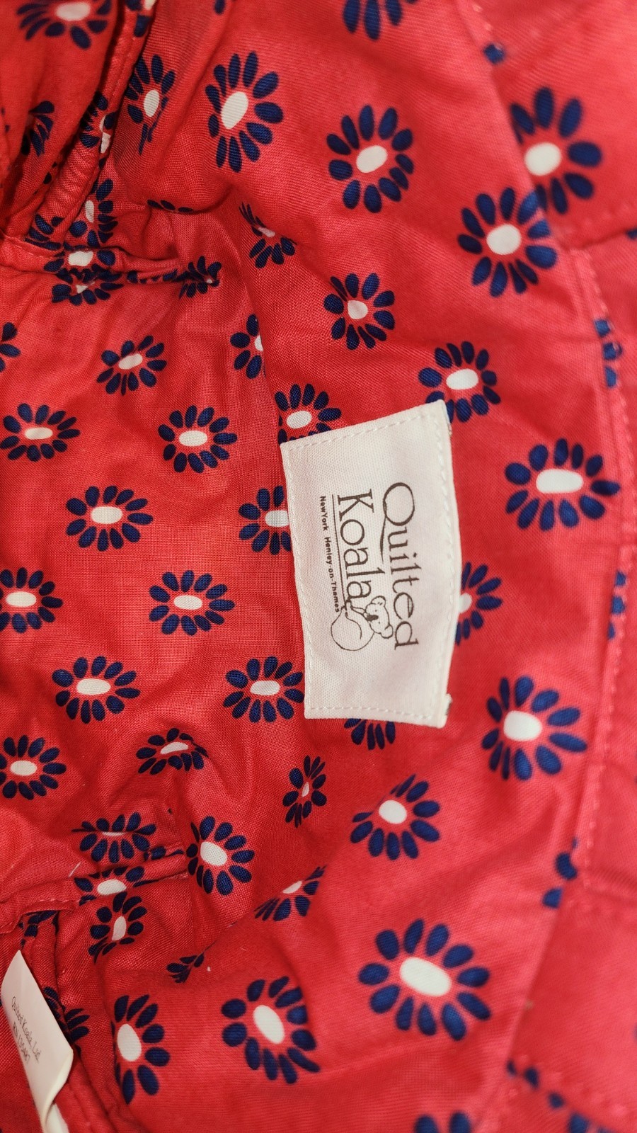 Quilted Koala Small Tote Bag, Dark Pink with White & Blue Designs