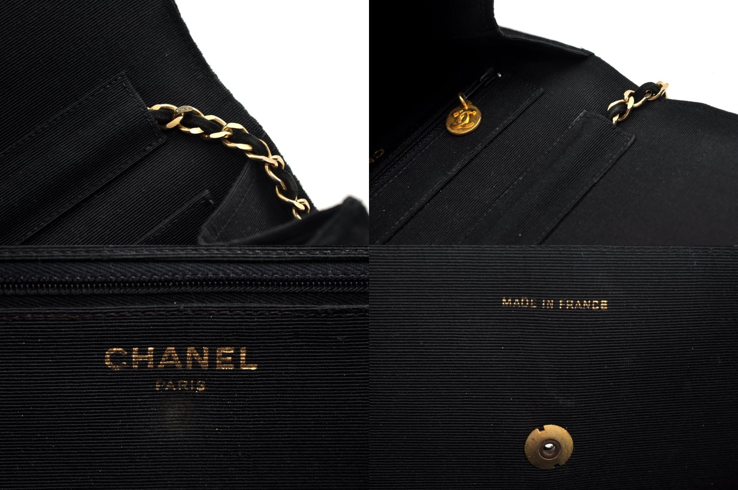Authentic CHANEL CC Logo Chain Shoulder Cross Body Bag Purse Velour Black AC588