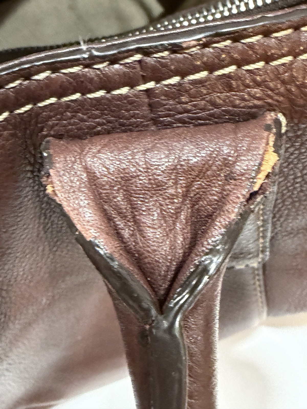 Michael Kors Greenwich Work Tote Genuine Leather Coffee Brown READ