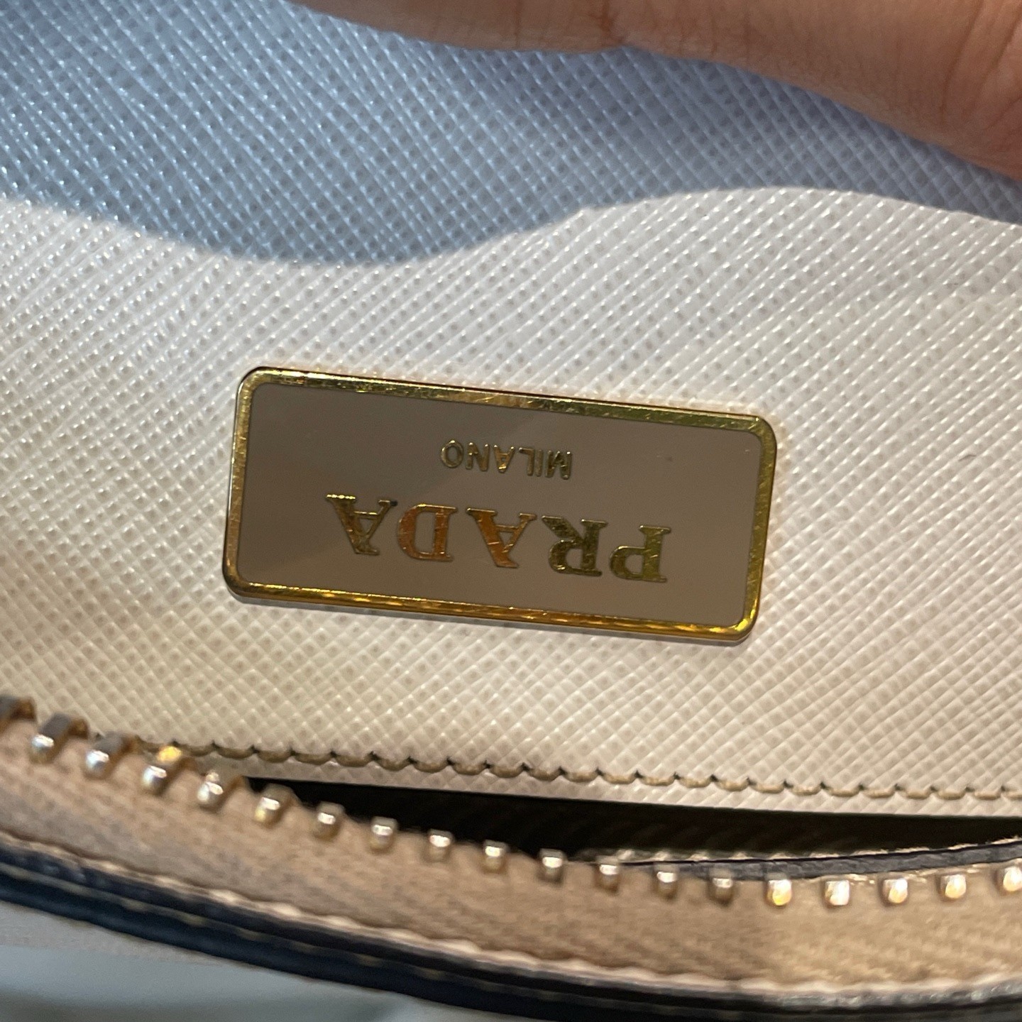 Prada Cleo White Gold Leather Shoulder Bag Pre-Owned