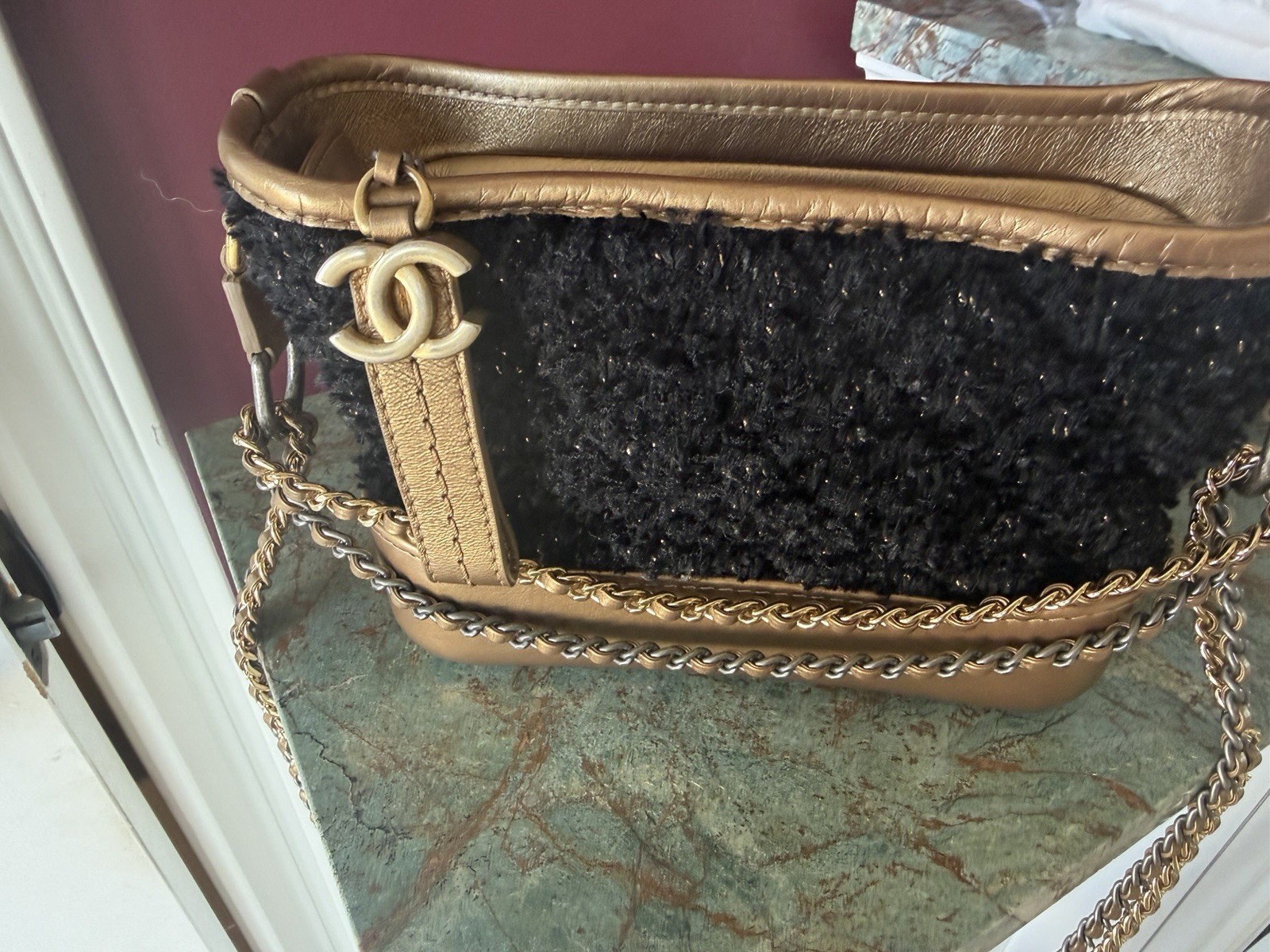Collectible Discontinued Chanel Gabrielle Hobo Quilted Tweed and Calfskin