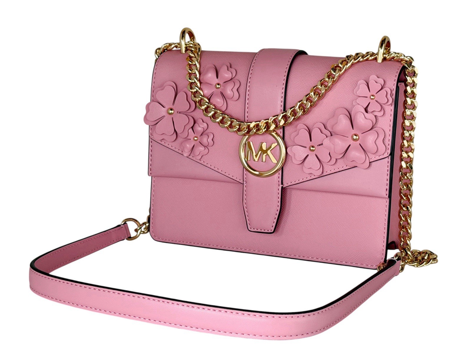 Michael Kors Greenwich Small Convertible Shoulder Flap Crossbody Bag Carnation