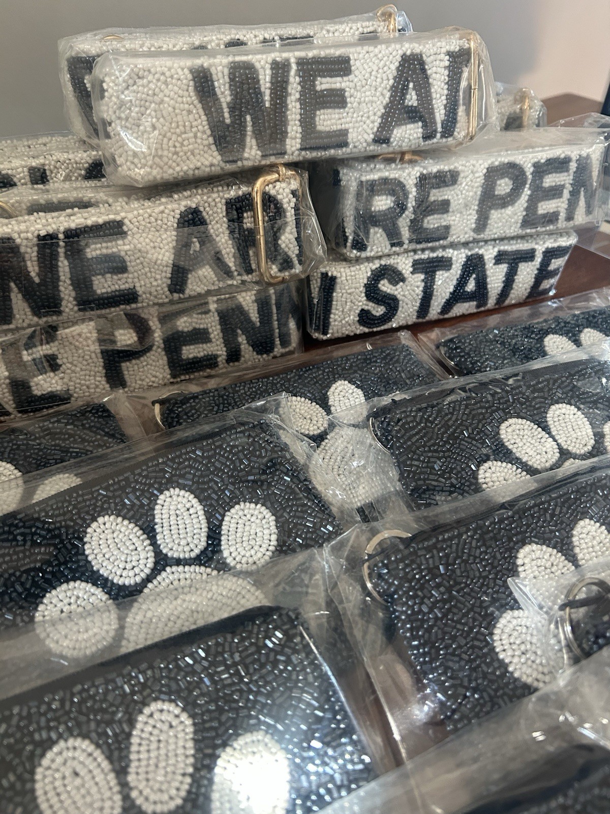 Restock! Game Day Penn State PAW Navy Beaded Zip Pouch by Tiana Design $56 NWT!