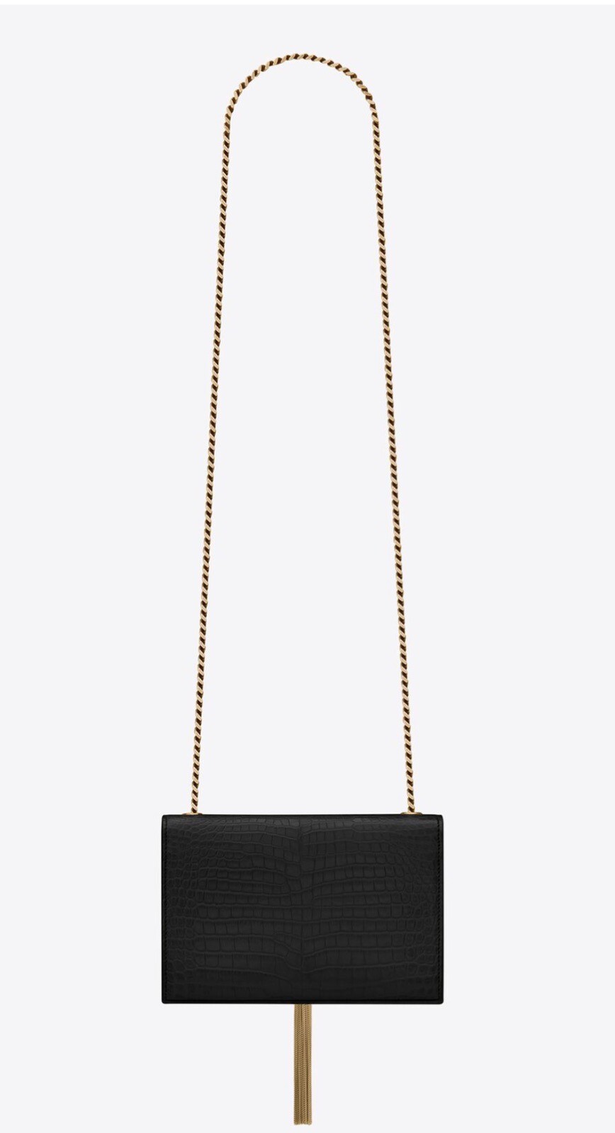 YSL KATE SMALL TASSEL IN CROCODILE-EMBOSSED SHINY LEATHER. ITEM# 474366DND0J1000