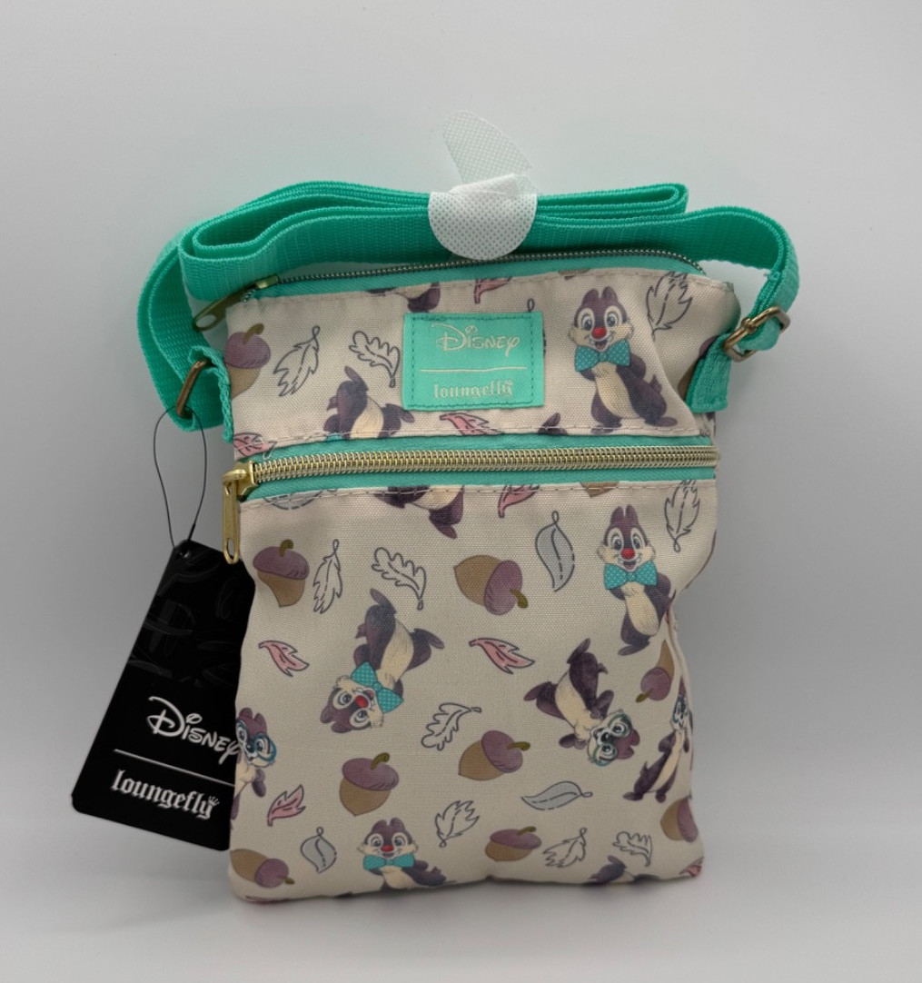 Loungefly Disney Chip ‘N’ Dale Acorn Juniors’ Passport Crossbody Bag NEW
