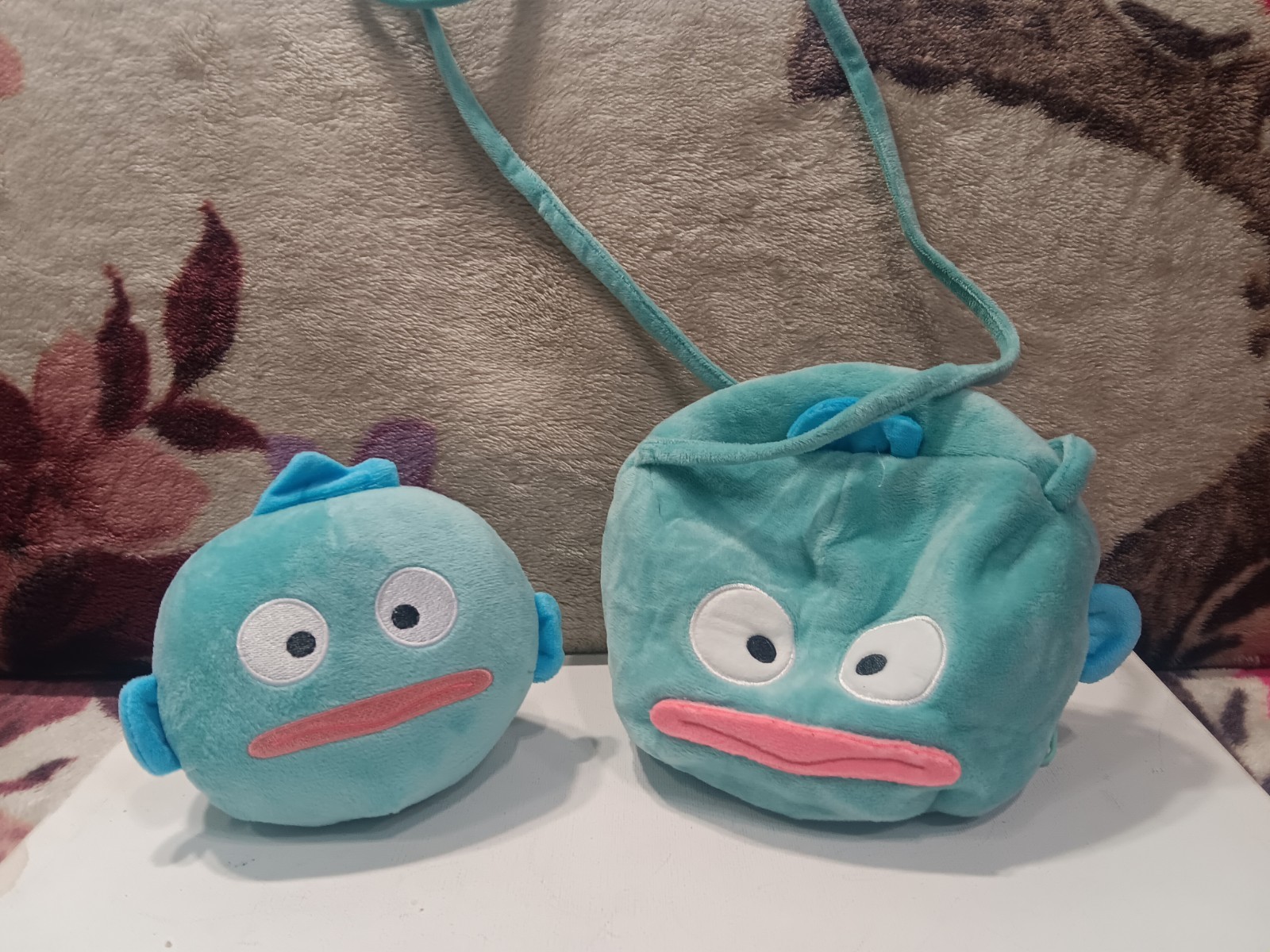 Sanrio Hangyodon Plush Sling Bag With Clear Window & Interior Plush RARE