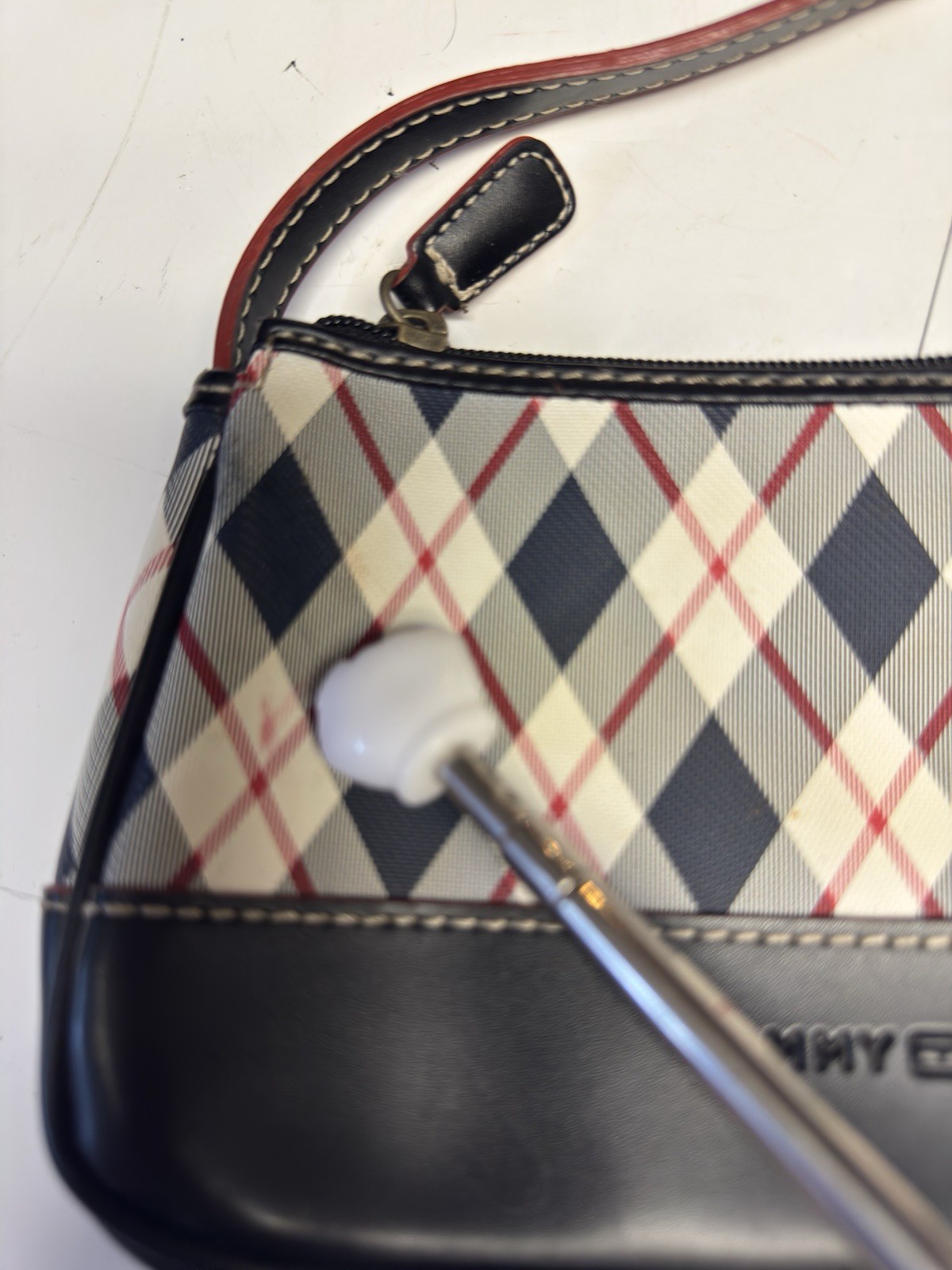 Y2K Tommy Hilfiger Plaid Baguette Shoulder Bag Mini Preppy Tartan Purse