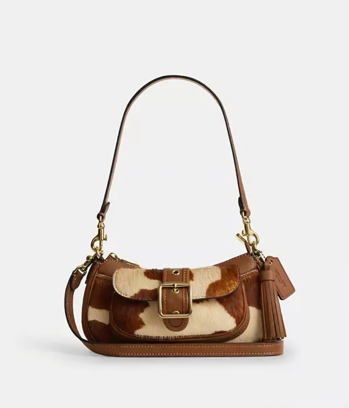 NWT Coach Ashton Mini Shoulder Bag In Haircalf with Cow Print Gold CDX79