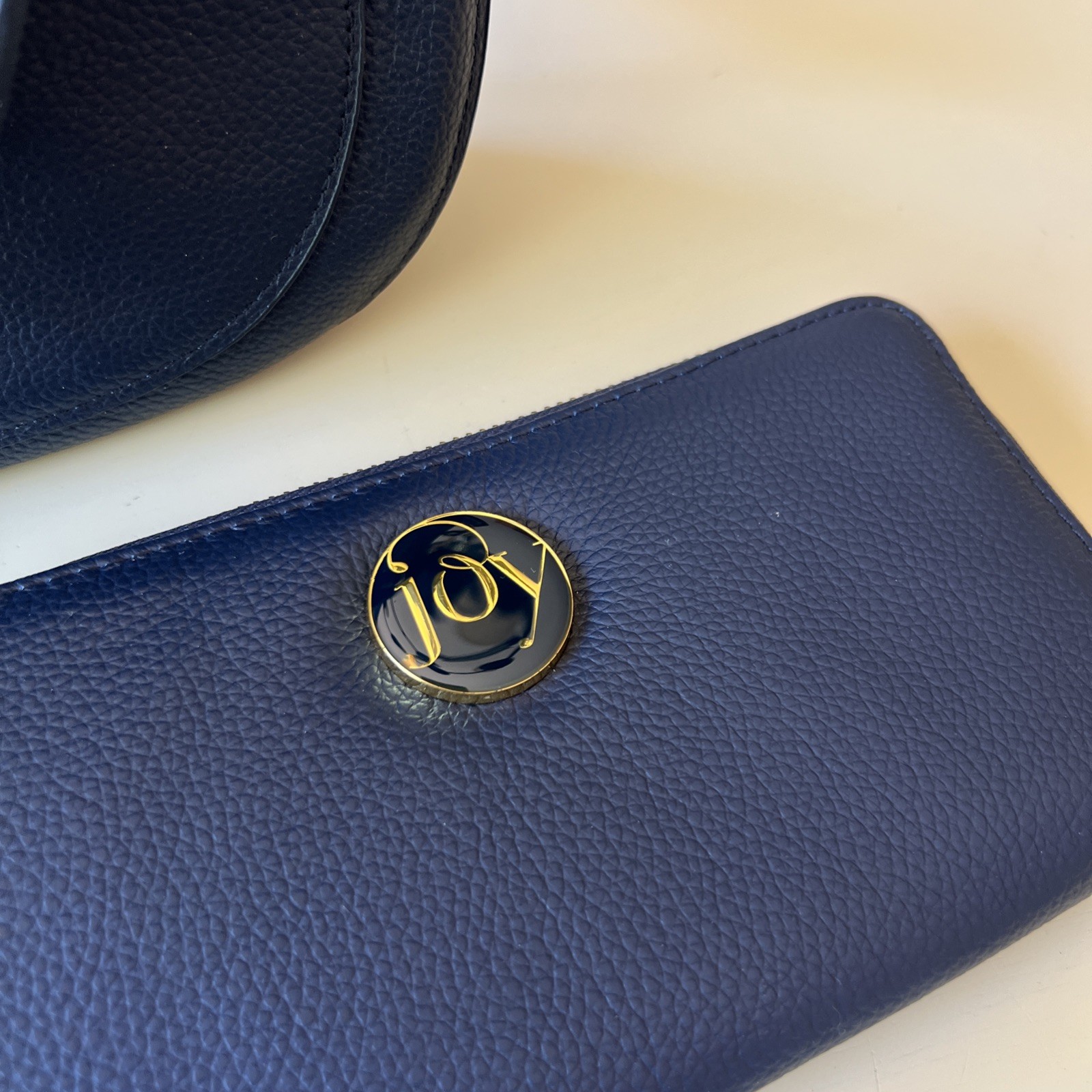 JOY Chic Leather Crossbody Shoulder Bag Navy Blue And Matching Wallet
