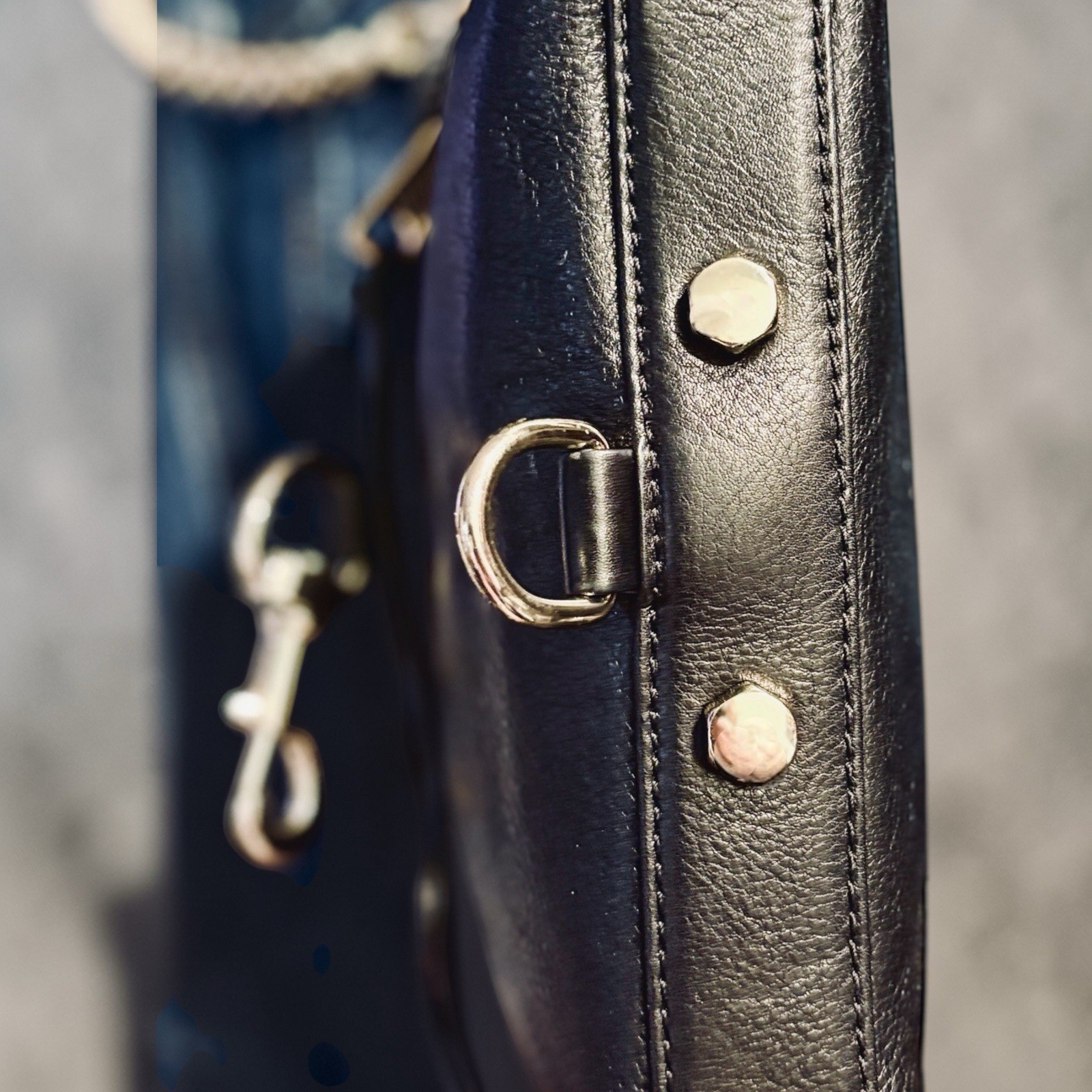 Rebecca Minkoff Mini MAC Crossbody Black Pebbled Leather Gold Chain Tassel Bag