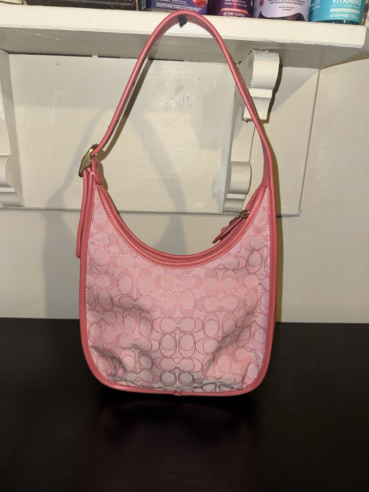 Coach Ergo Medium Shoulder Bag Signature Jacquard Taffy Pink