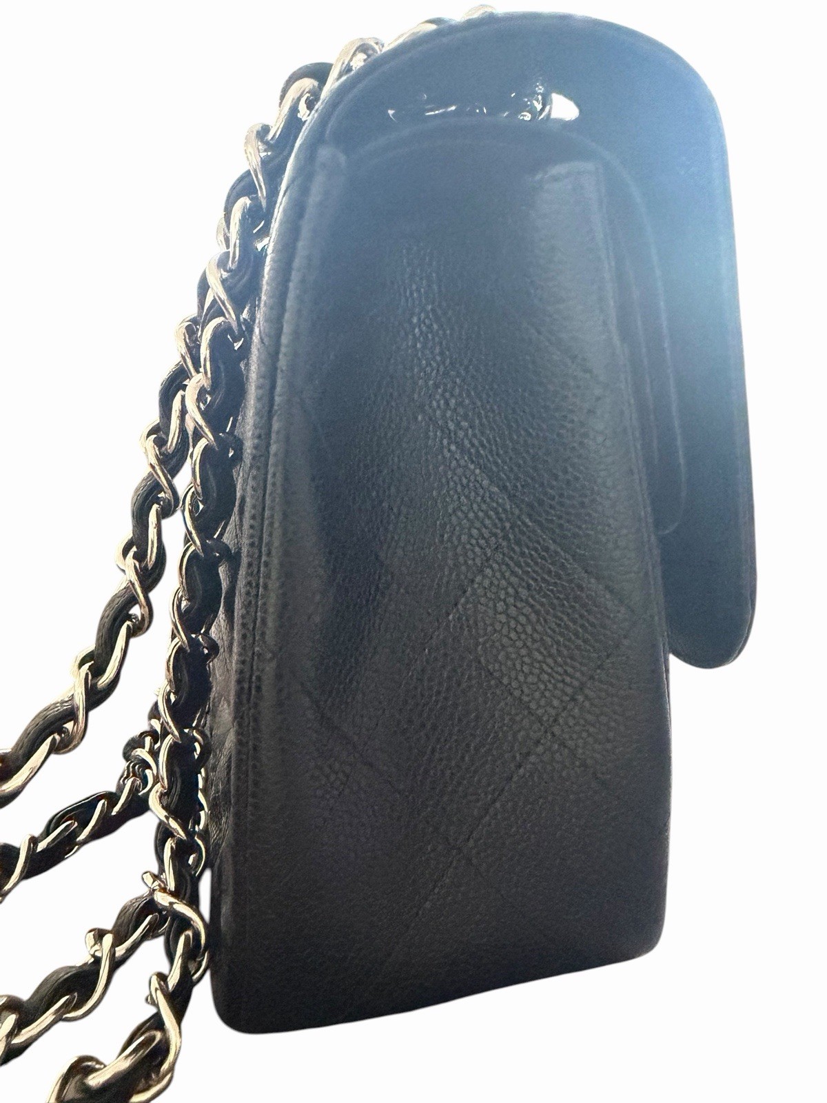 CHANEL JUMBO Classic Double Flap Bag Black Caviar Leather Silver Hardware