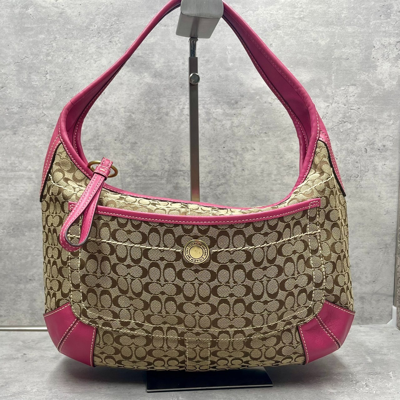 Coach 10772 One-shoulder signature bag, pink Hobo Vintage